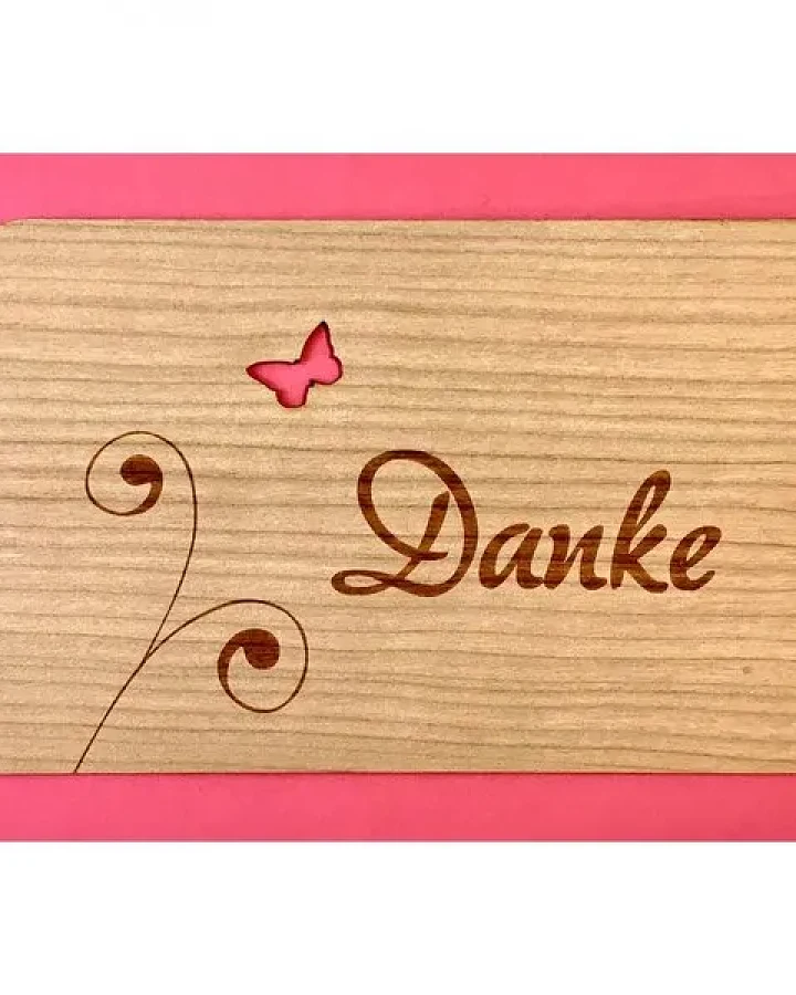 Holzpost Grußkarte "Danke" aus Kirschbaumholz
