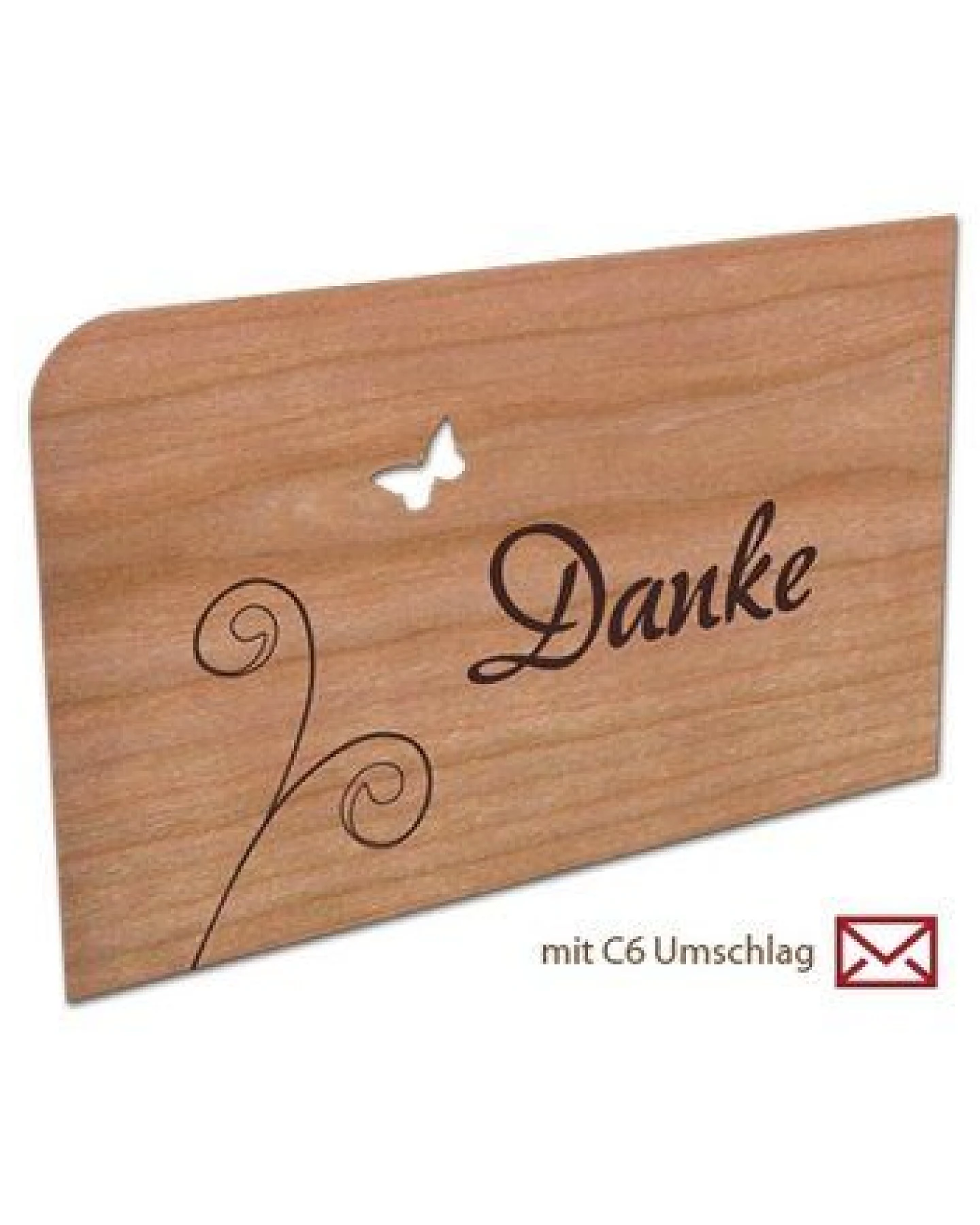 Holzpost Grußkarte "Danke" aus Kirschbaumholz – Ansicht 2