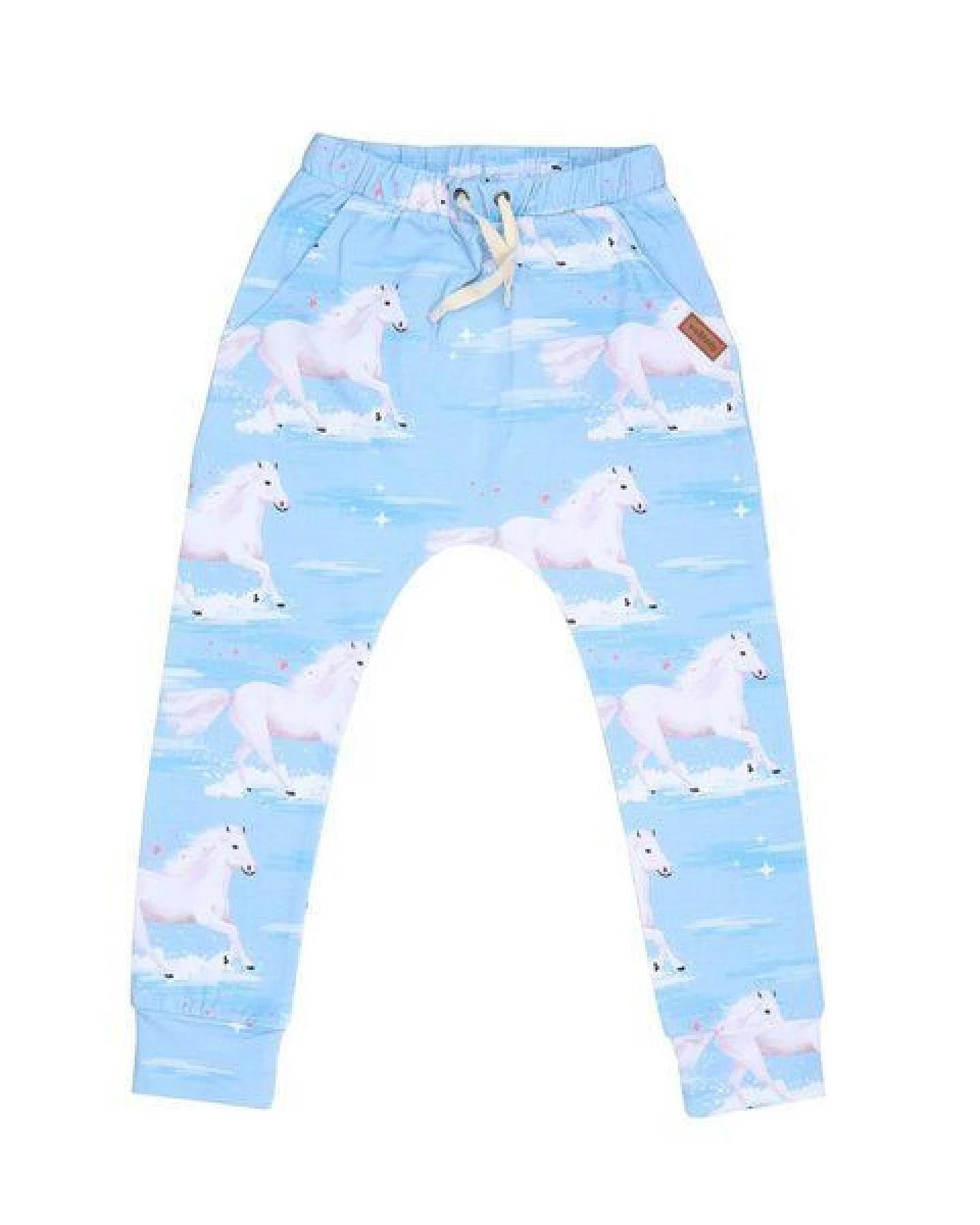 Baby Jogginghose GOTS zertifiziert Bio-Baumwolle Hellblau Allover-Print elastischer Bund weich – Walkiddy – Ansicht 2
