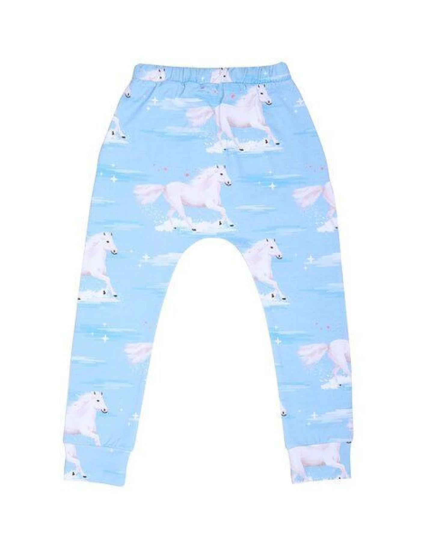 Baby Jogginghose GOTS zertifiziert Bio-Baumwolle Hellblau Allover-Print elastischer Bund weich – Walkiddy – Ansicht 3