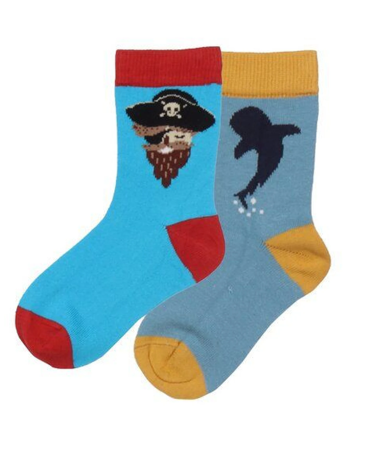 Baby Socken Bio-Baumwolle GOTS "Pirate Ships & Whales" dunkelblau – vegane, weiche Walkiddy Socken mit maritimem Motiv für empfindliche Babyfüße und nachhaltige Erstausstattung – Ansicht 2