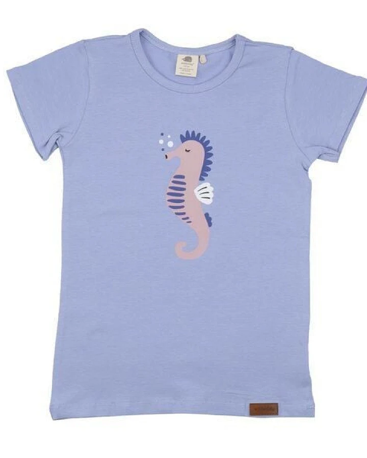 Kleinkinder T-Shirt Bio-Baumwolle - Walkiddy Nachhaltig Blau Seahorses GOTS-zertifiziertumweltfreundlich.