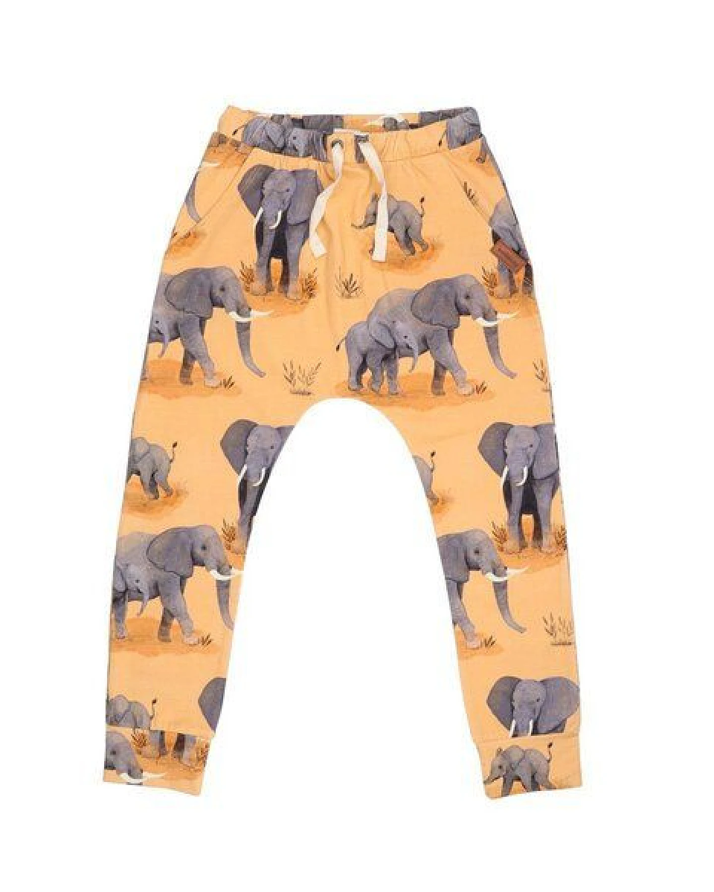 Kinder Jogger GOTS zertifiziert, orange, Elefanten-Allover „Elephant Family“, weich – Walkiddy – Ansicht 2