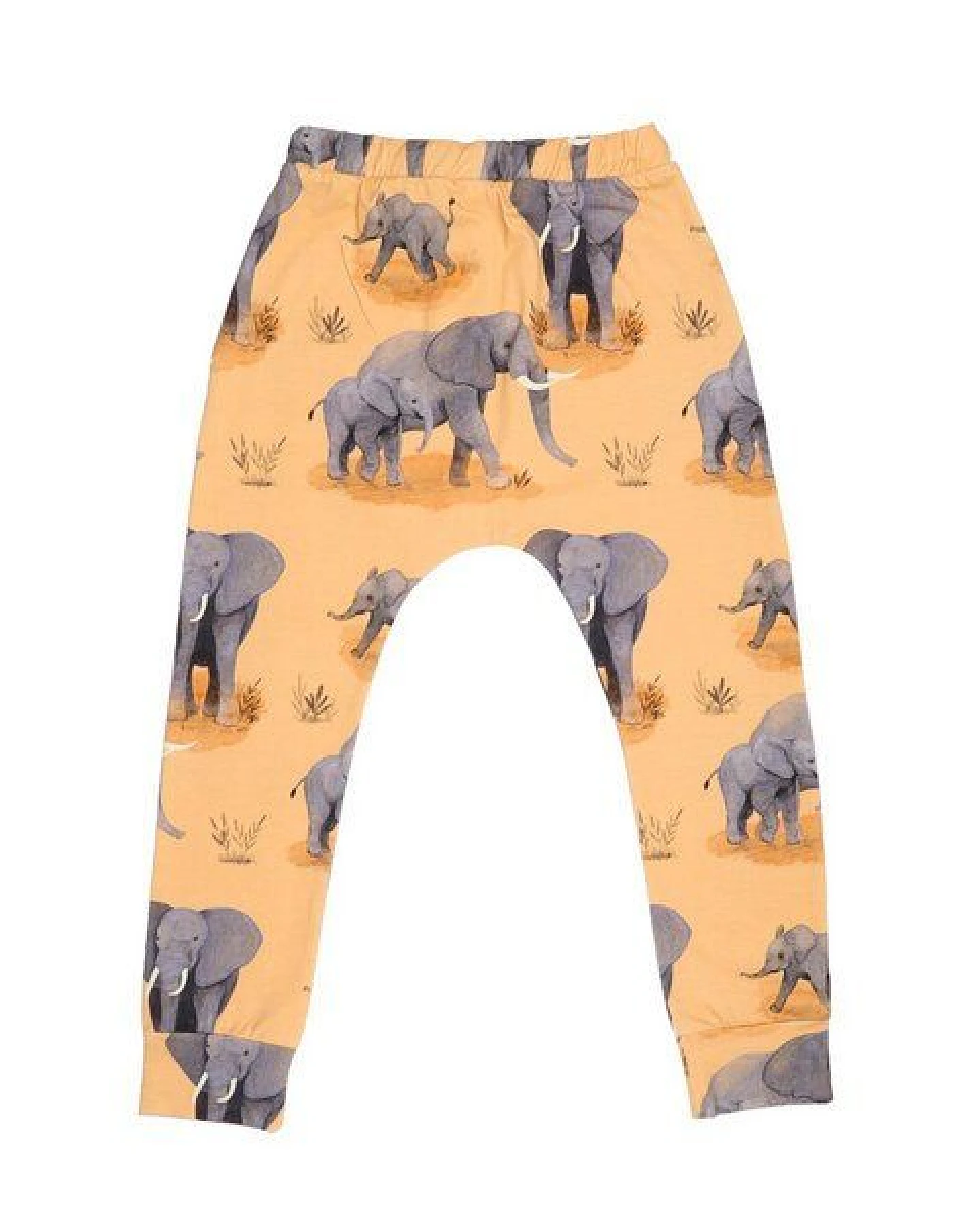 Kinder Jogger GOTS zertifiziert, orange, Elefanten-Allover „Elephant Family“, weich – Walkiddy – Ansicht 3