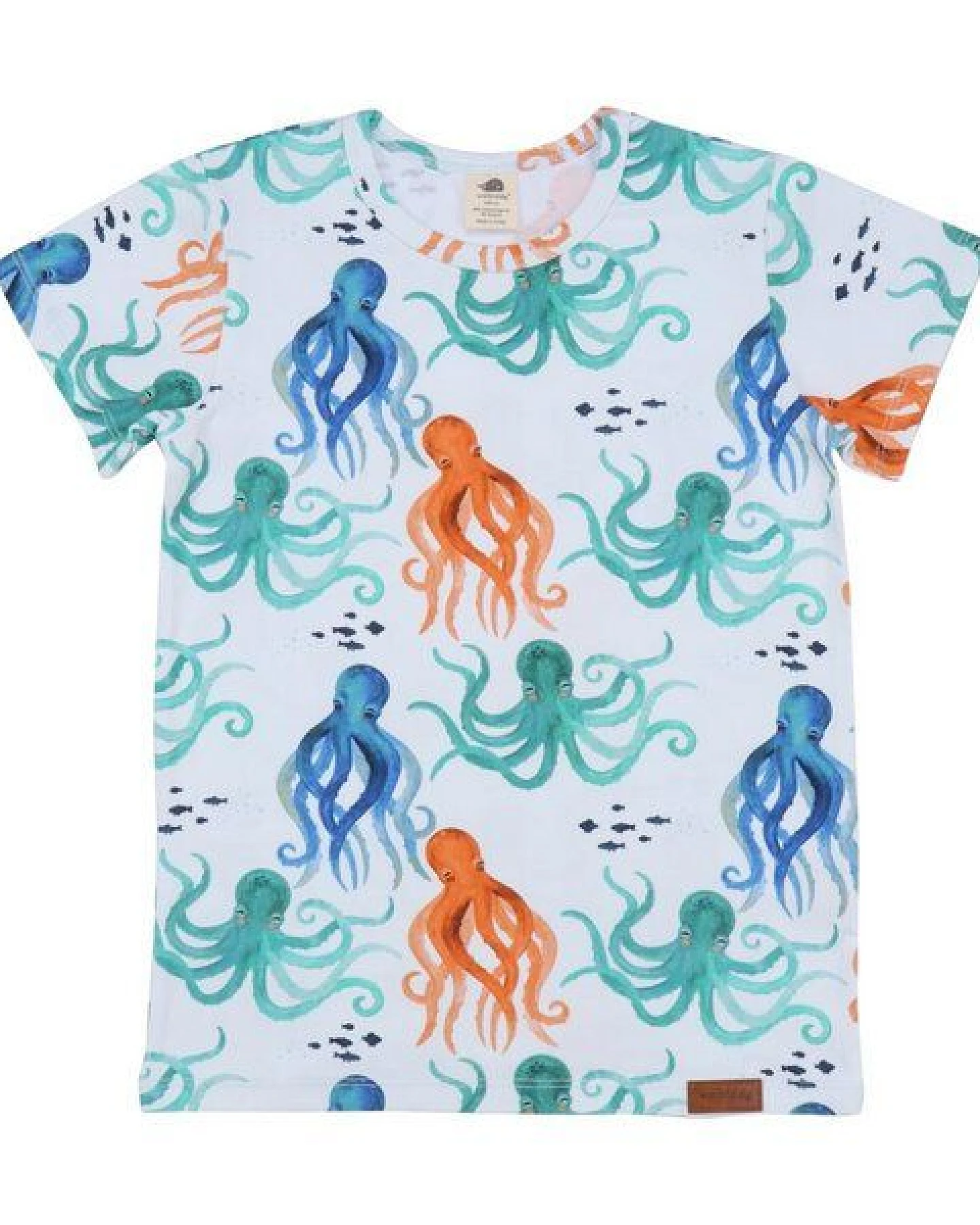 Baby T-Shirt – Weiß mit Oktopusmotiv, Kurzarm, weich & bequem – Ansicht 2