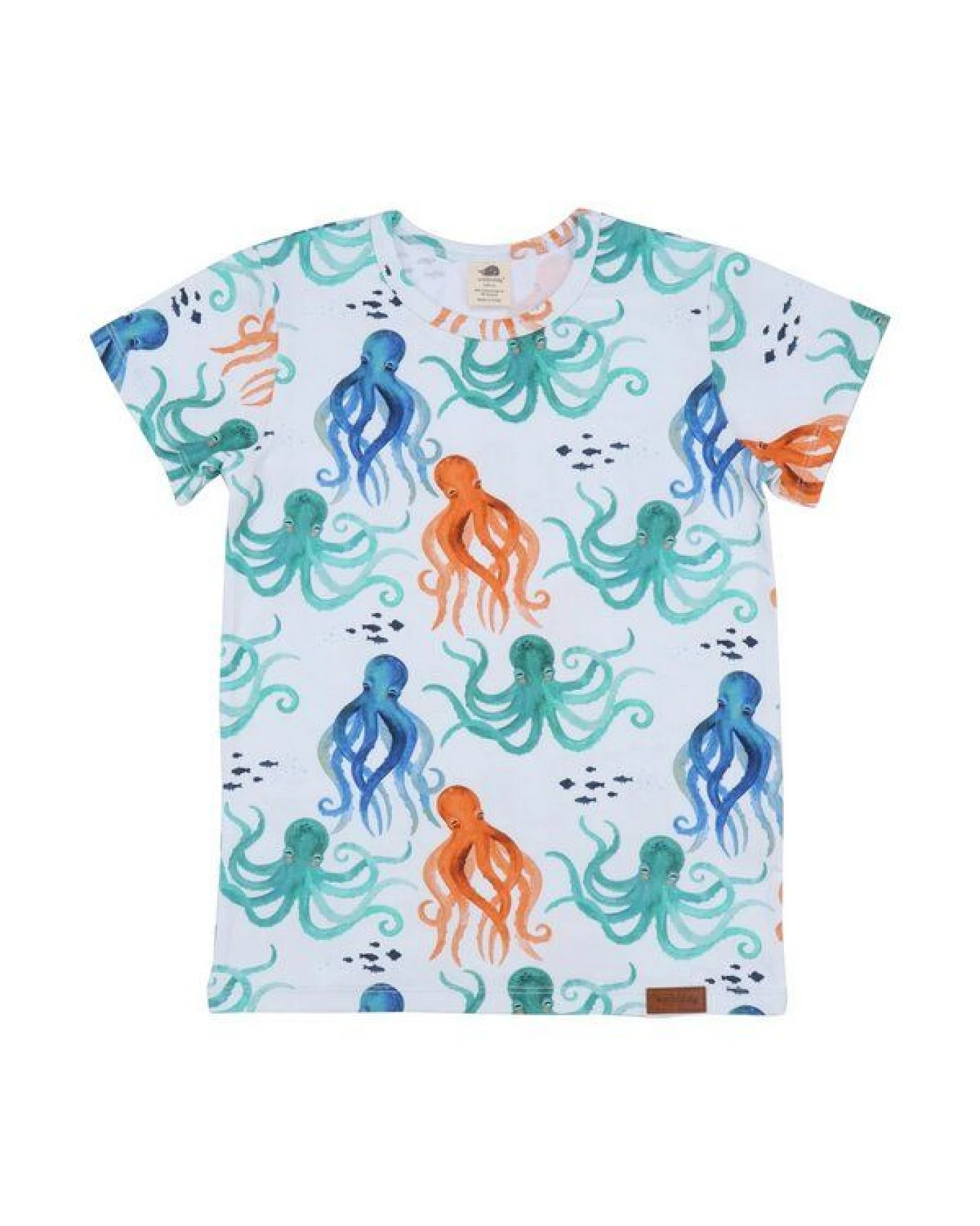 Baby T-Shirt – Weiß mit Oktopusmotiv, Kurzarm, weich & bequem – Ansicht 2
