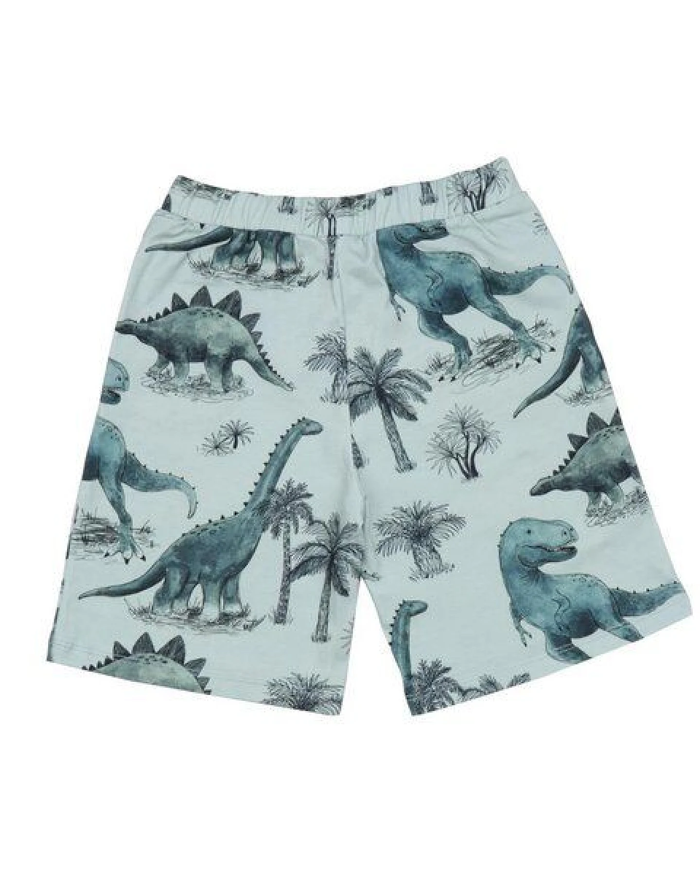 Kinder Shorts GOTS zertifiziert Bio-Baumwolle, Grün, Dinosaurier-Muster, Walkiddy – Ansicht 3