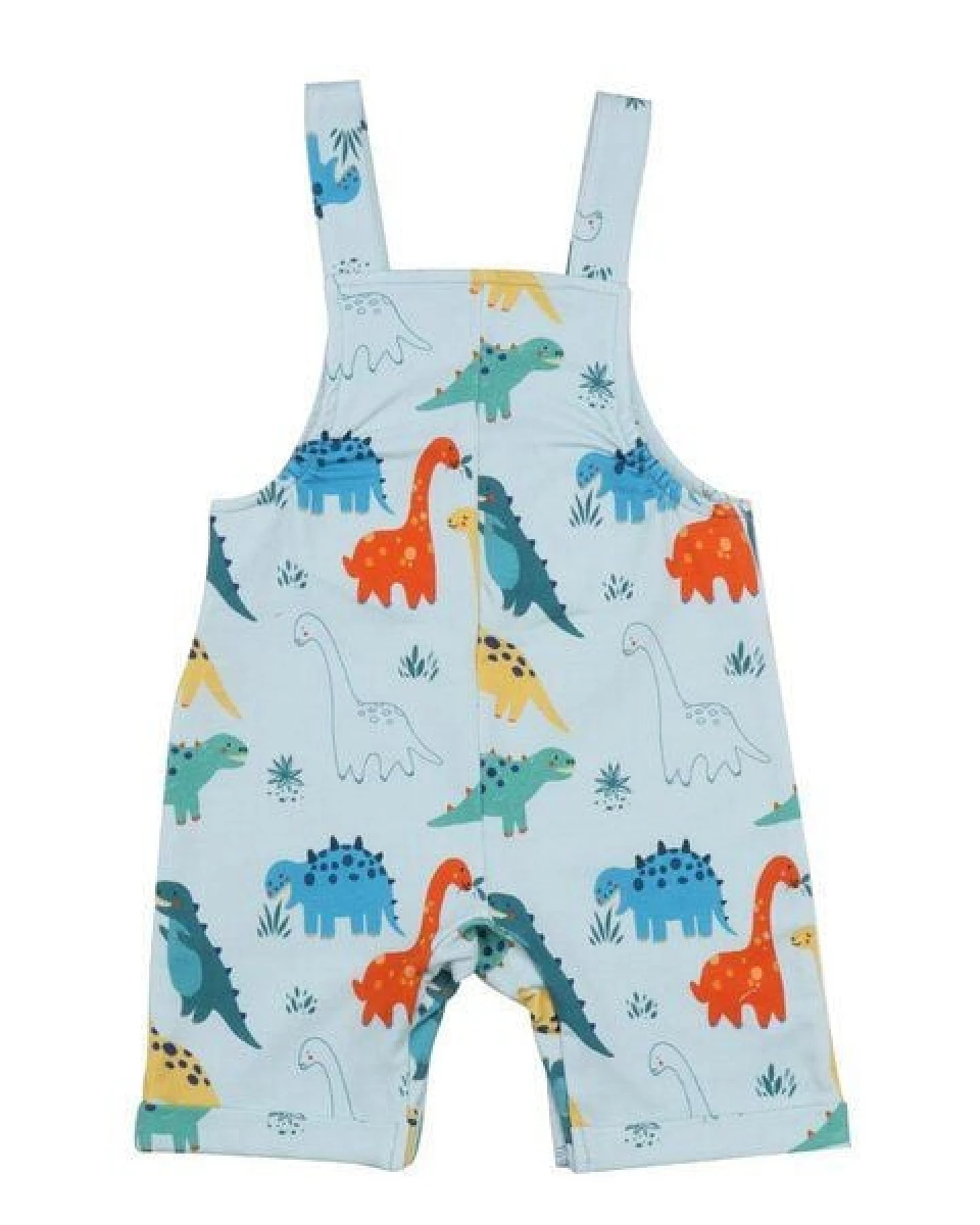 Latzstrampler Hellblau Dinosaurier-Allover Bio-Baumwolle GOTS – Walkiddy – Ansicht 3