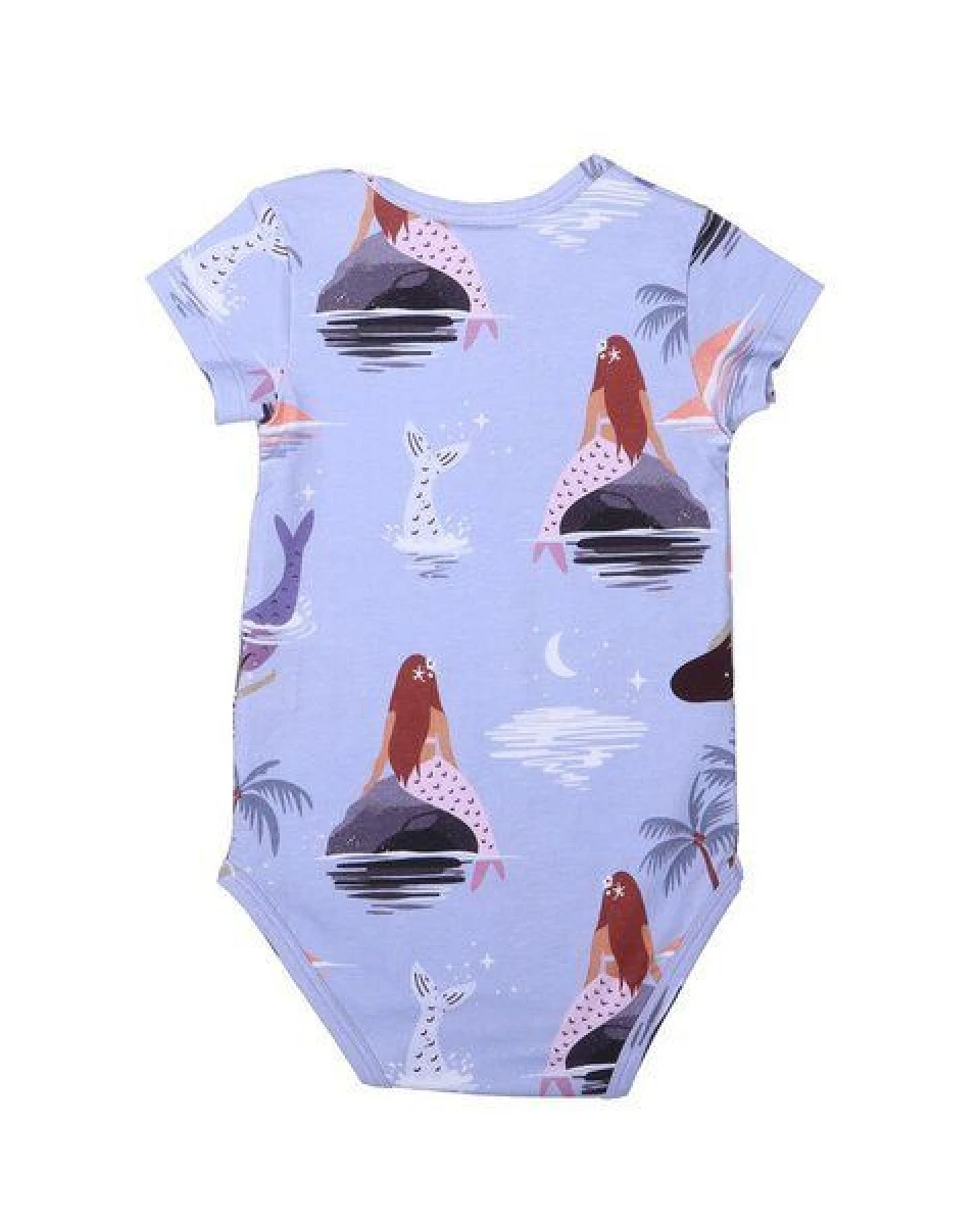 Baby Kurzarmbody GOTS zertifiziert – 95% Bio-Baumwolle, Lila mit Meerjungfrauenmotiv, 5% Elasthan, weich & bequem – Ansicht 3