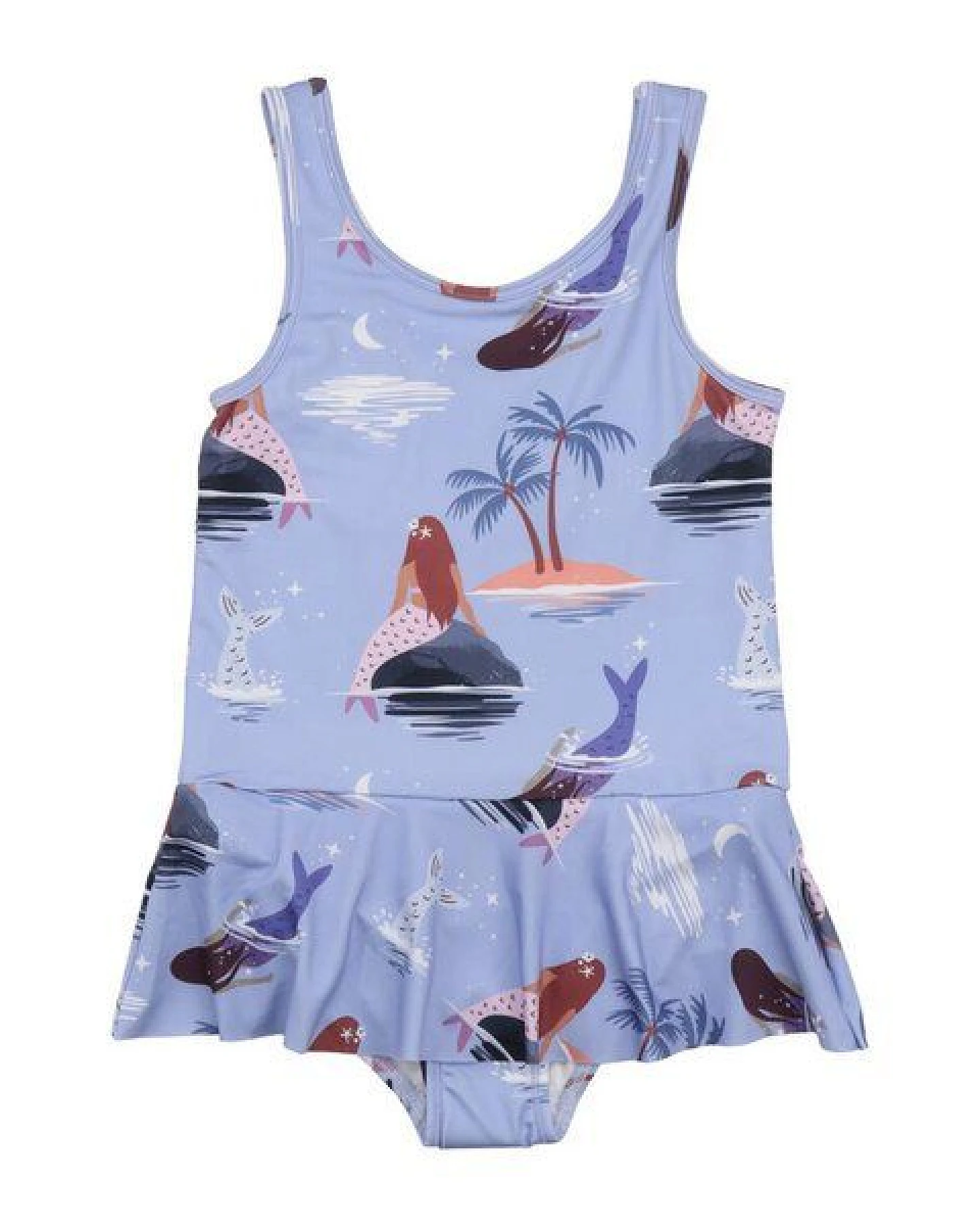 Mädchen Badeanzug Bio-Baumwolle GOTS lila – Walkiddy, bequemer Einteiler für Kinder, schnell trocknend, mit Rüschen und liebevollem Druck, nachhaltige Swimwear – Ansicht 2