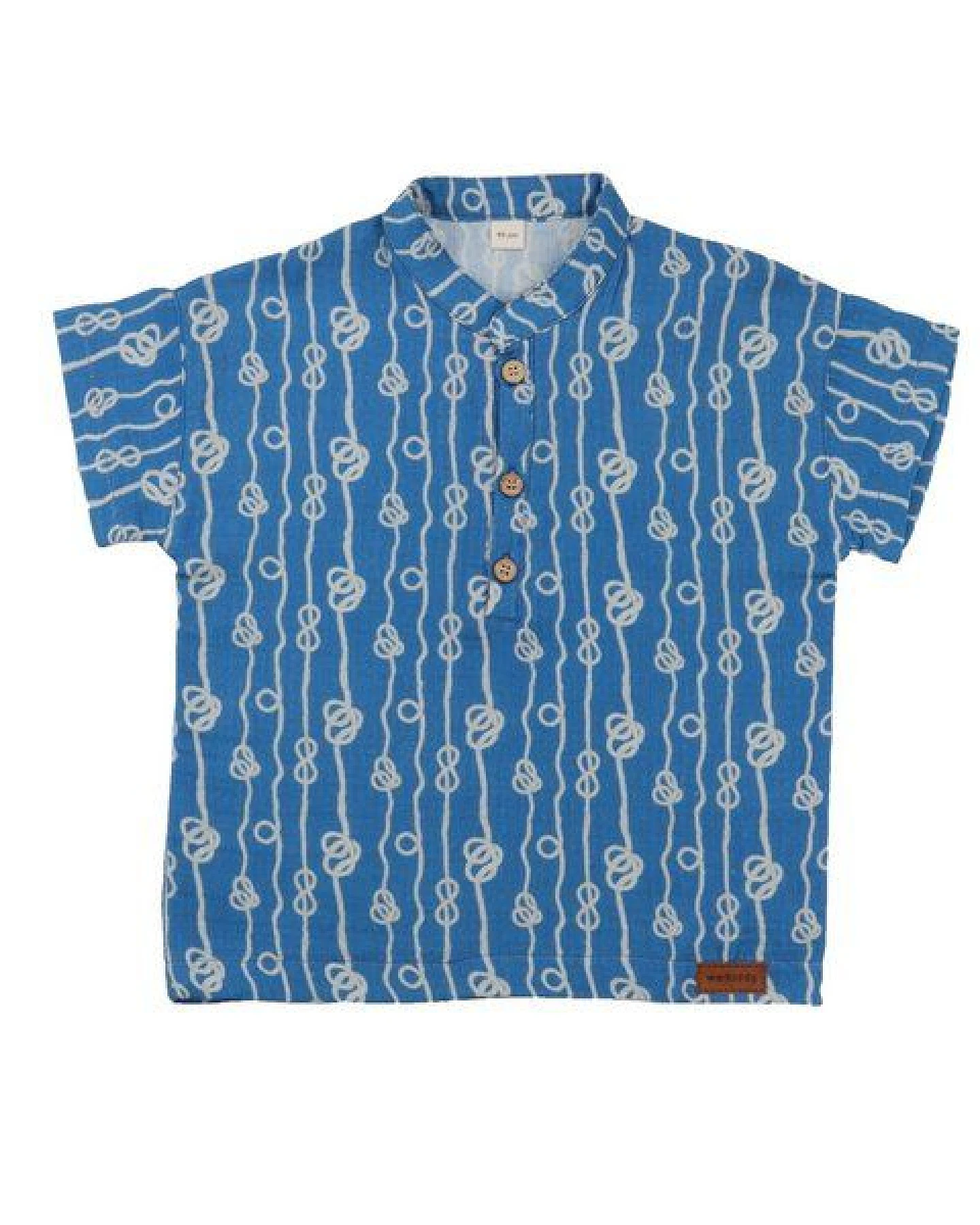 Baby Hemd Kurzarm GOTS zertifiziert Bio-Baumwolle 95/5 Elasthan Dunkelblau „Sailor’s Knot“ mit Kragen – Walkiddy – Ansicht 2