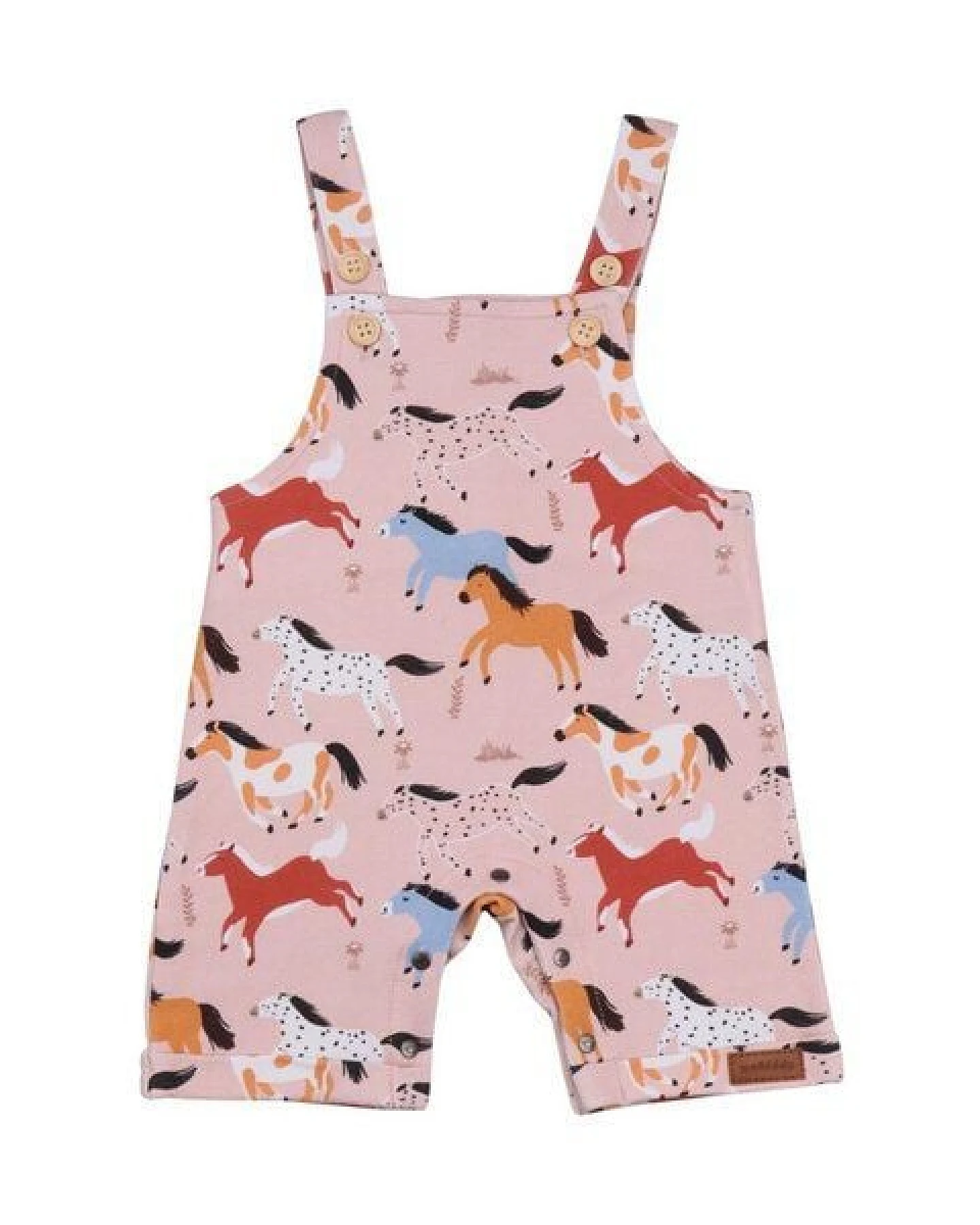 Baby Strampler GOTS-zertifiziert aus Bio-Baumwolle, rosa mit Pferdeprint, ärmellos, leichter Jersey – Walkiddy Baby Horses – Ansicht 2