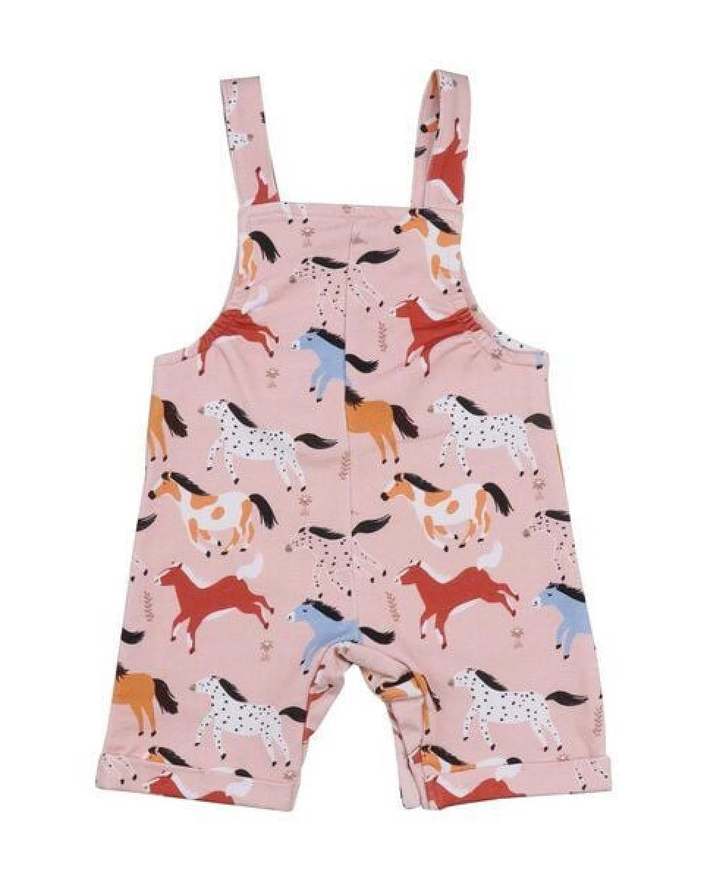 Baby Strampler GOTS-zertifiziert aus Bio-Baumwolle, rosa mit Pferdeprint, ärmellos, leichter Jersey – Walkiddy Baby Horses – Ansicht 3