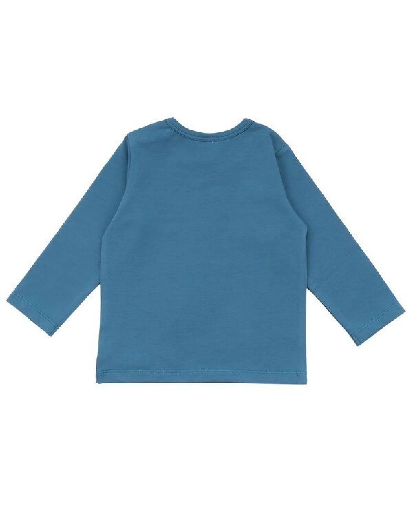 Baby Langarmshirt GOTS zertifiziert, 95% Bio-Baumwolle, blau, Reh-Print, weich & elastisch – Walkiddy – Ansicht 3
