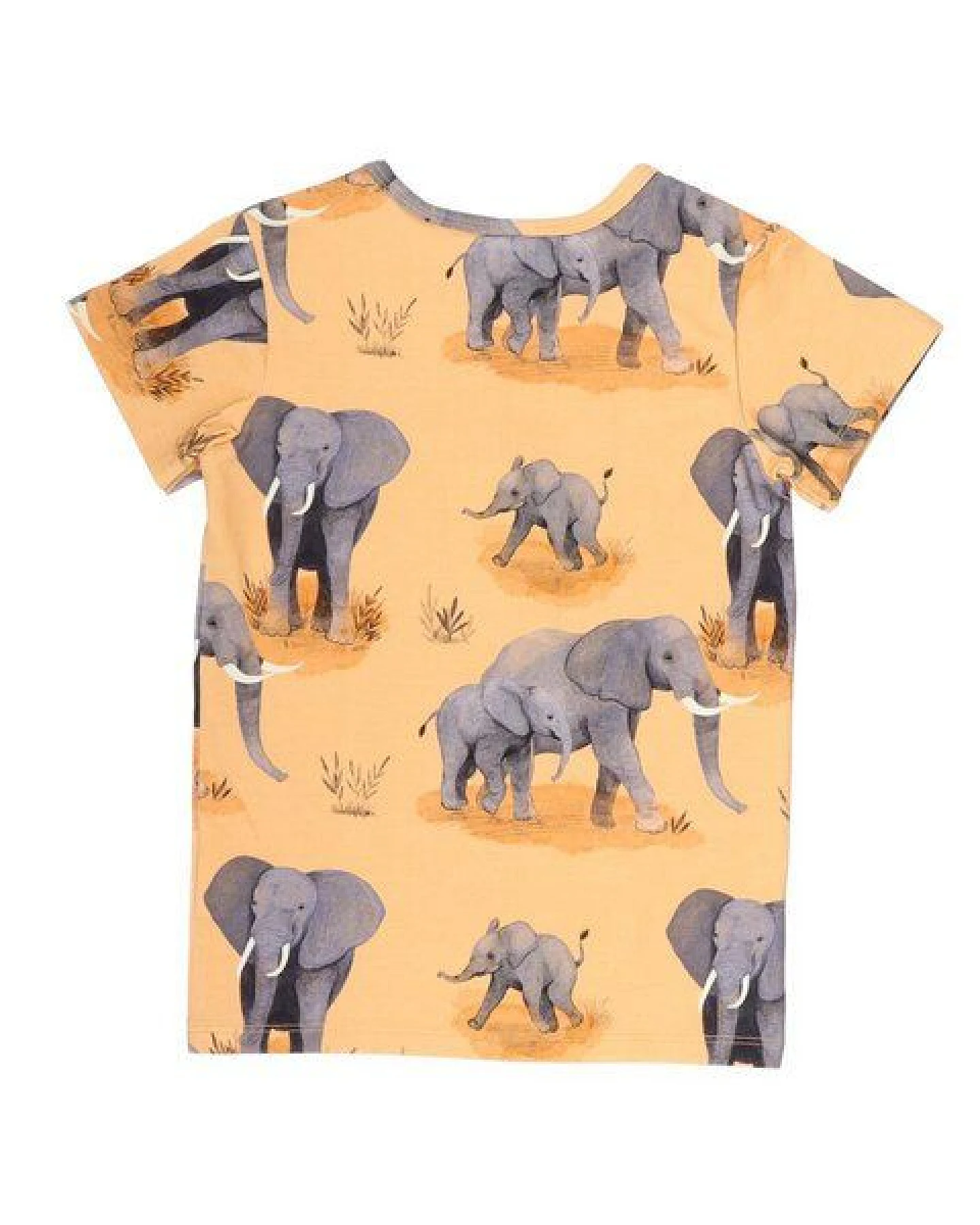 Baby T-Shirt GOTS zertifiziert Bio-Baumwolle Orange Elefanten-Print „Elephant Family“ weich – Walkiddy – Ansicht 3