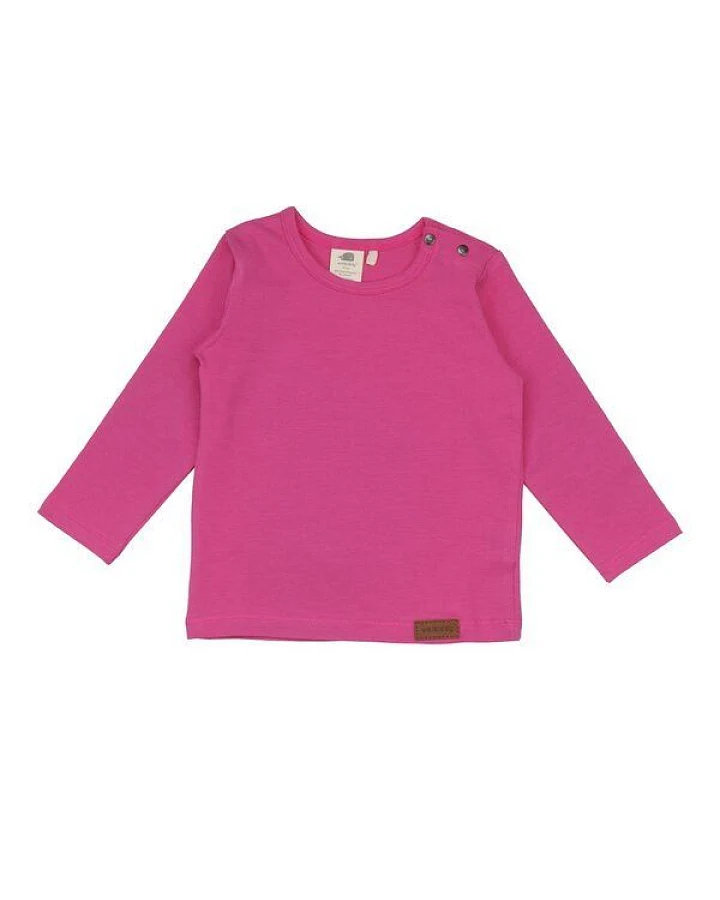 Kinder Langarmshirt GOTS zertifiziert Bio-Baumwolle Rosa uni 95/5 Elasthan weich bequem – Walkiddy