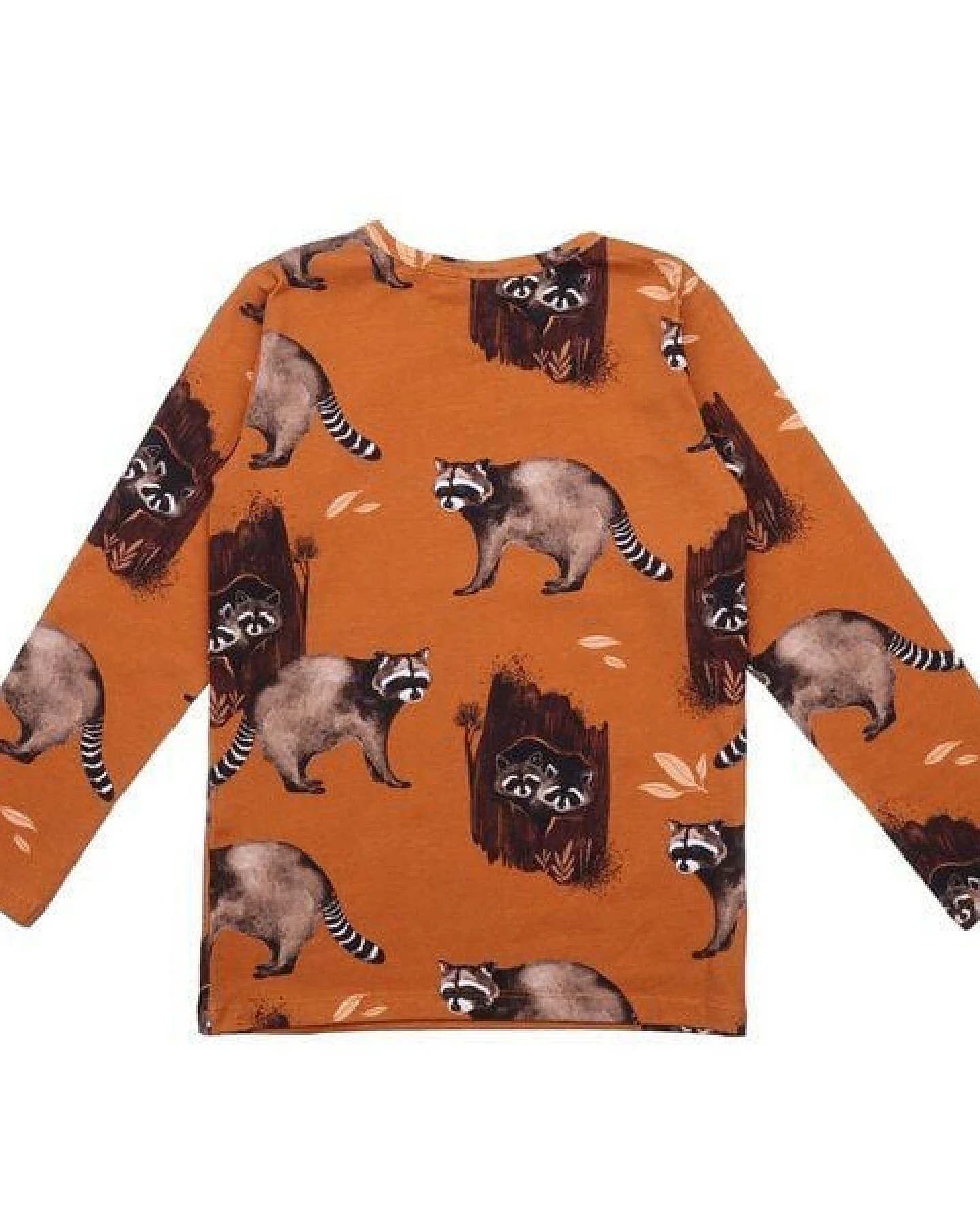 Kinder Langarmshirt GOTS zertifiziert Bio-Baumwolle, Braun, Waschbären-Muster, Walkiddy – Ansicht 3