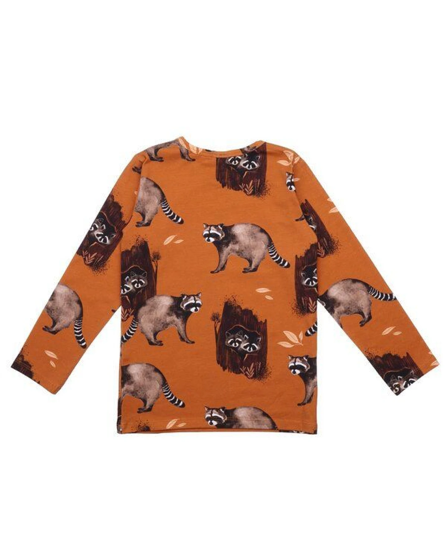 Kinder Langarmshirt GOTS zertifiziert Bio-Baumwolle, Braun, Waschbären-Muster, Walkiddy – Ansicht 3