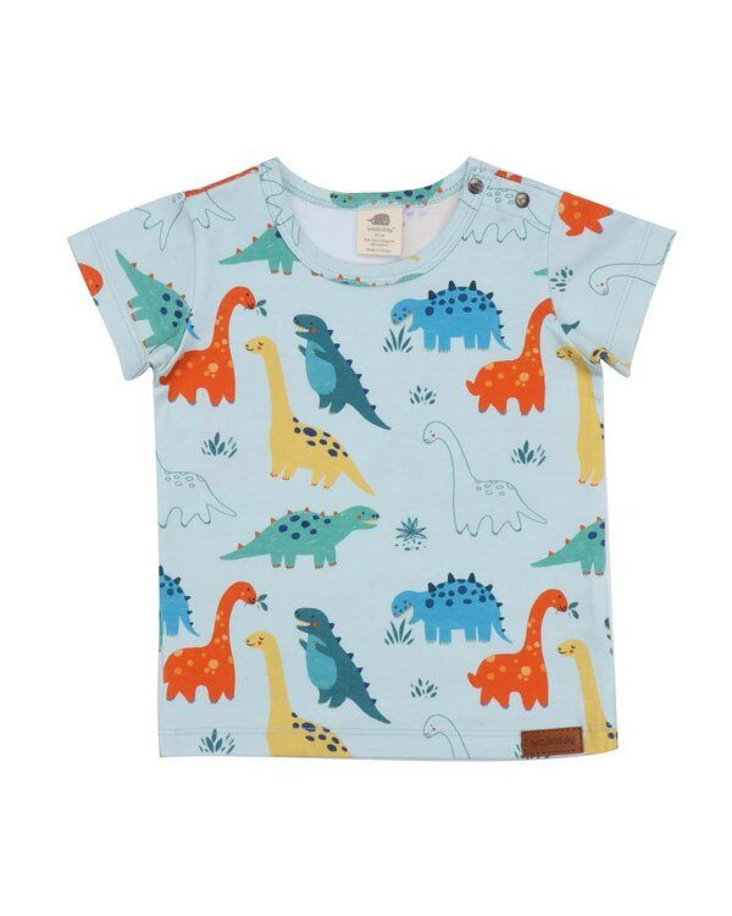 Baby T-Shirt – Hellblau mit Dinosauriermotiv, Kurzarm, weich & bequem, alltagstauglich, gut kombinierbar – Ansicht 2