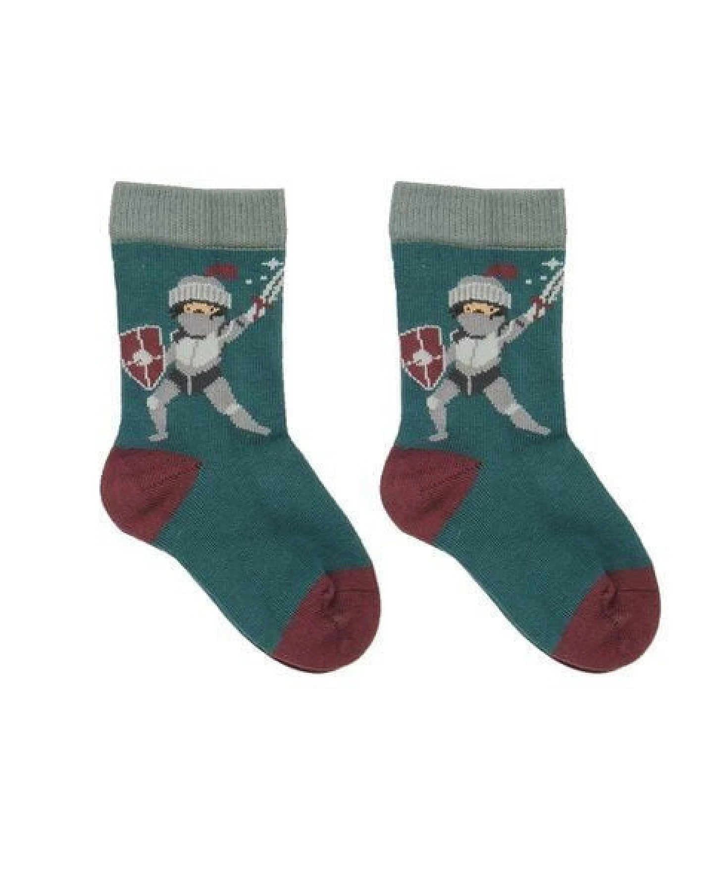 Baby Socken Bio-Baumwolle Castle Life Grün Walkiddy, GOTS-zertifizierte Babysocken, vegan, weiche Strümpfe für empfindliche Babyfüße, nachhaltige Basic-Socken für jeden Tag – Ansicht 3