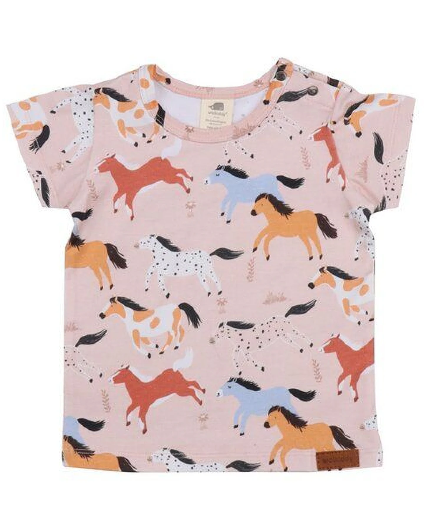 Baby T-Shirt GOTS zertifiziert – Rosa mit Pferdemotiv, Kurzarm, weich & bequem – Ansicht 2