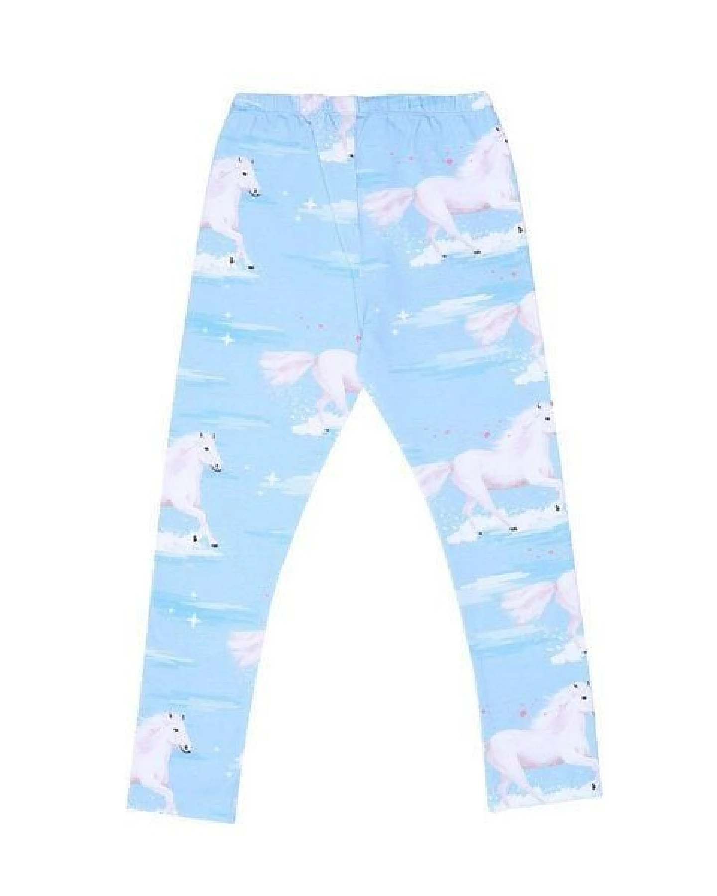 Kinder Leggings GOTS zertifiziert – 95% Bio-Baumwolle, Hellblau mit Wolkenmuster, weich & bequem – Ansicht 3