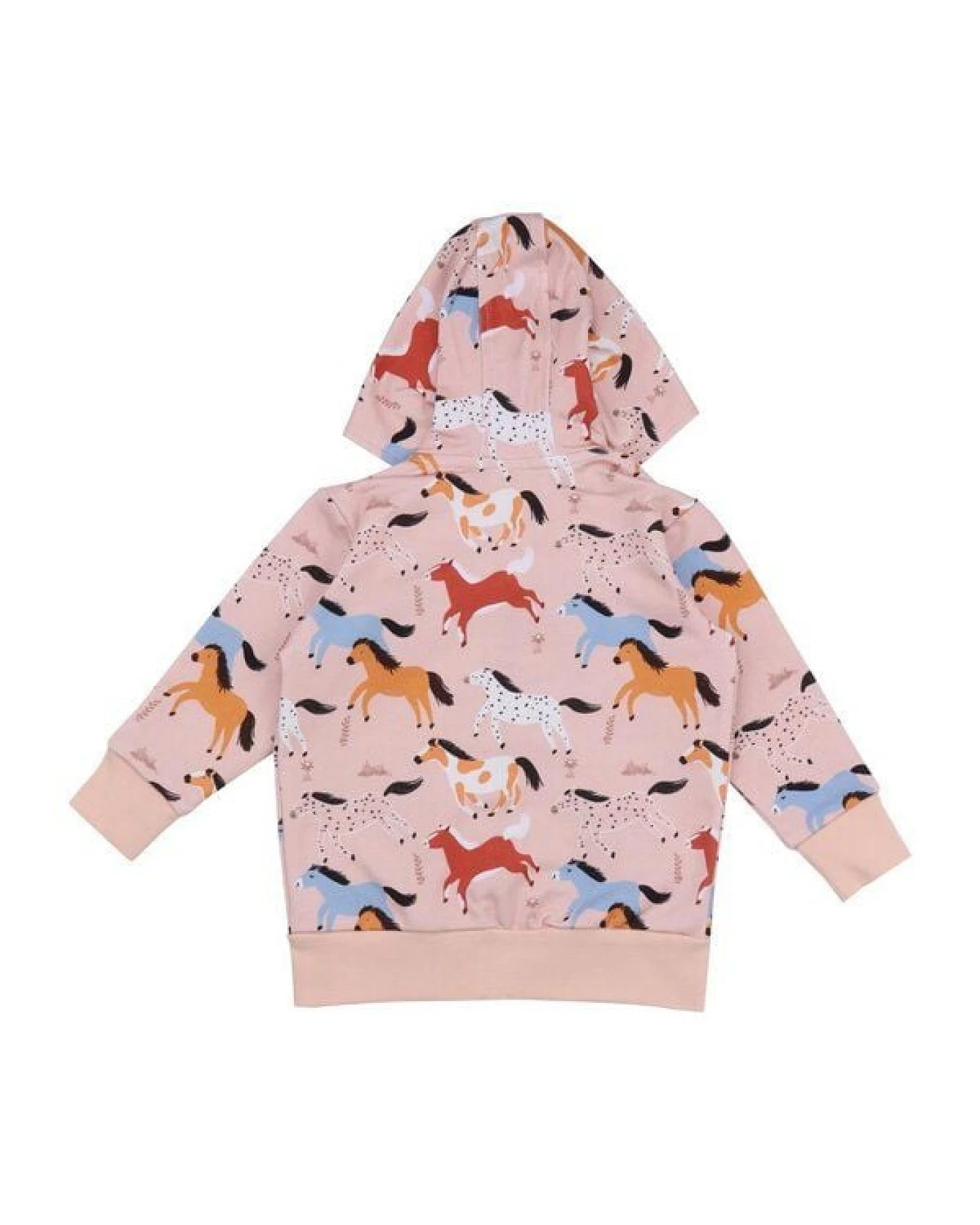 Baby Sweatjacke GOTS zertifiziert – Bio-Baumwolle, Rosa mit Pferde-Motiv, Kapuze & Reißverschluss – Ansicht 3