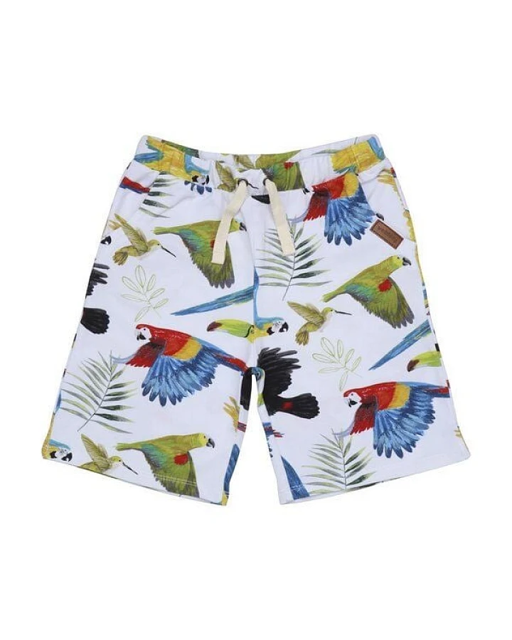 Kleinkinder Shorts GOTS zertifiziert, Bio-Baumwolle, weiß/blau, Allover-Print, weich, elastischer Bund – Walkiddy