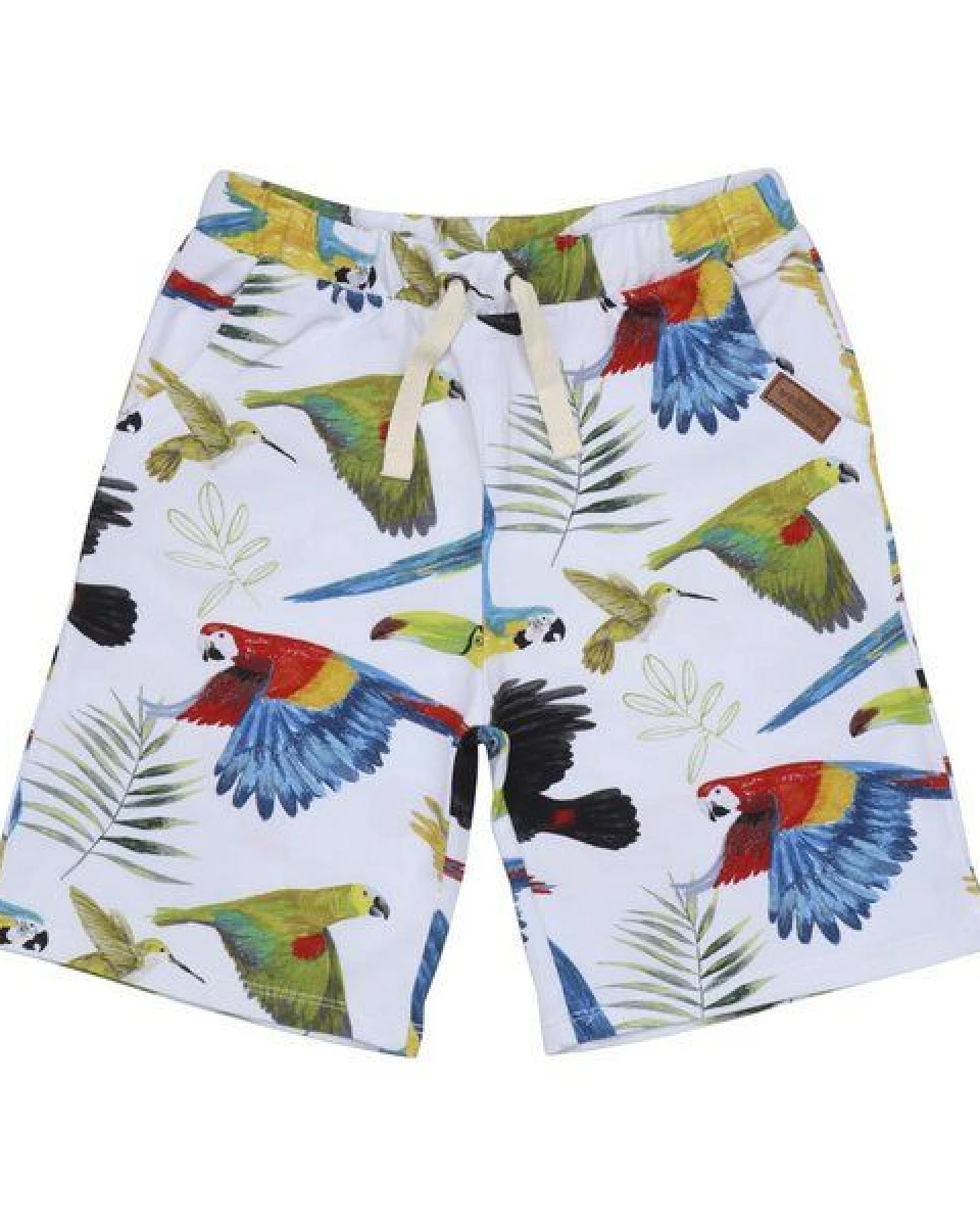 Kleinkinder Shorts GOTS zertifiziert, Bio-Baumwolle, weiß/blau, Allover-Print, weich, elastischer Bund – Walkiddy – Ansicht 2