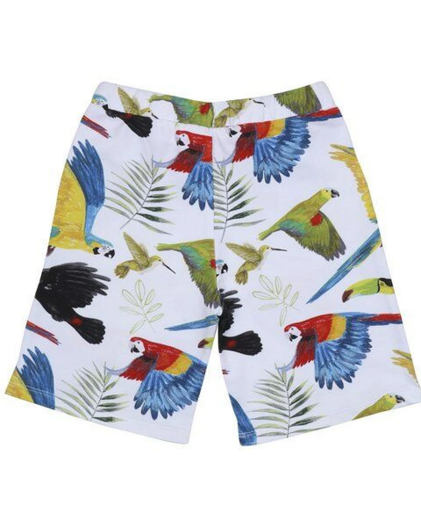 Kleinkinder Shorts GOTS zertifiziert, Bio-Baumwolle, weiß/blau, Allover-Print, weich, elastischer Bund – Walkiddy – Ansicht 3
