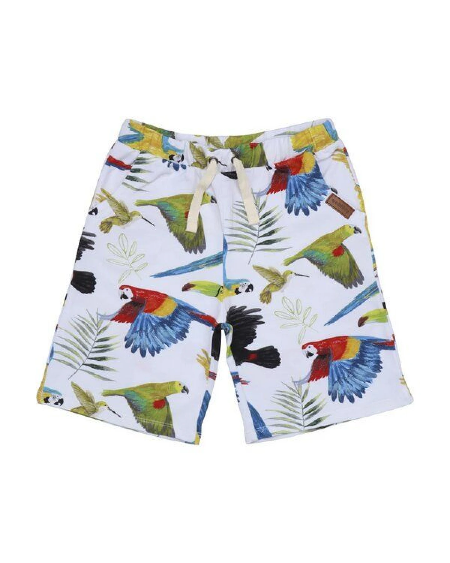 Kleinkinder Shorts GOTS zertifiziert, Bio-Baumwolle, weiß/blau, Allover-Print, weich, elastischer Bund – Walkiddy – Ansicht 2