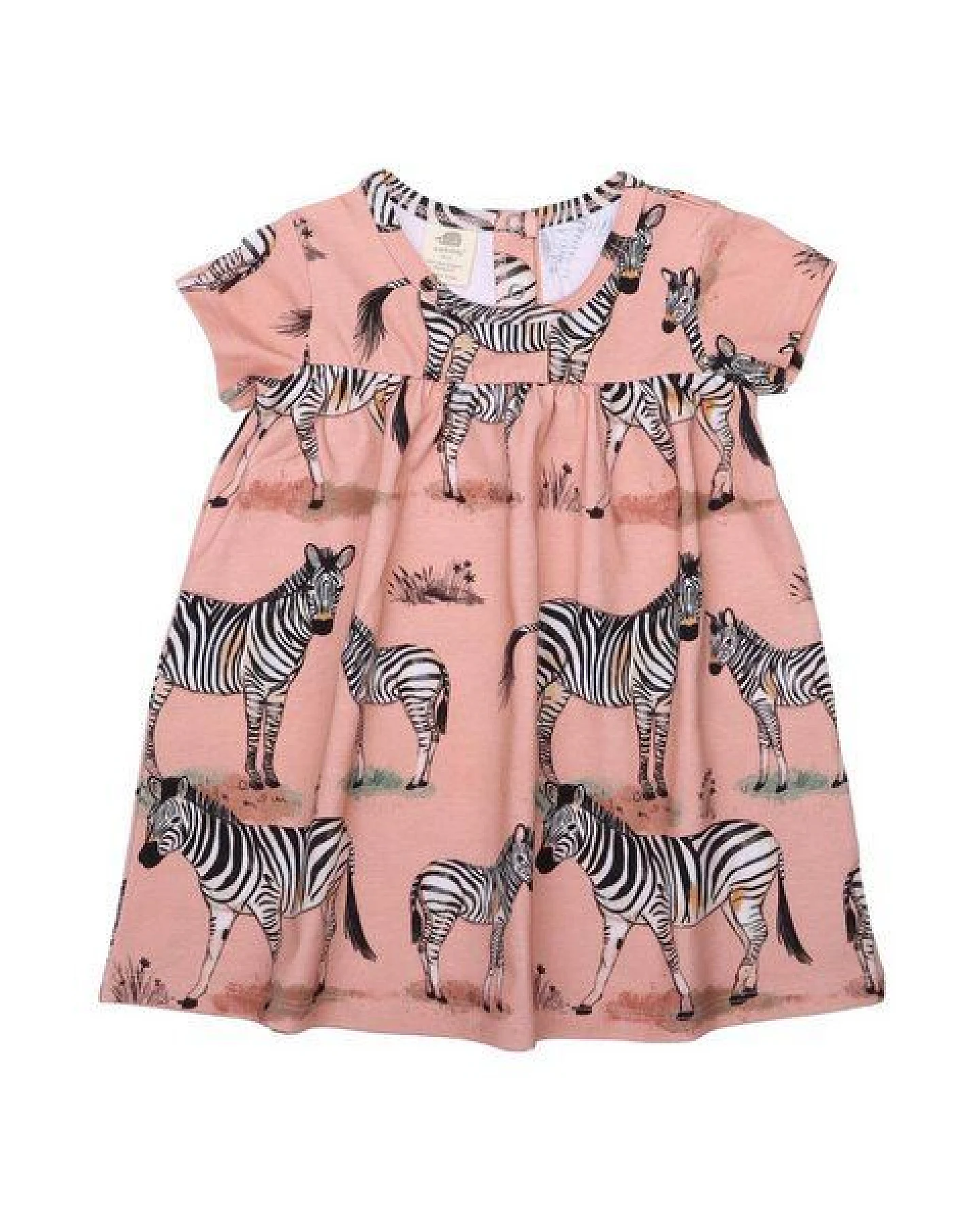 Baby Set Kleid + Leggings GOTS zertifiziert, rosa, Zebra-Allover, Kurzarm, Bio-Baumwolle – Walkiddy – Ansicht 3