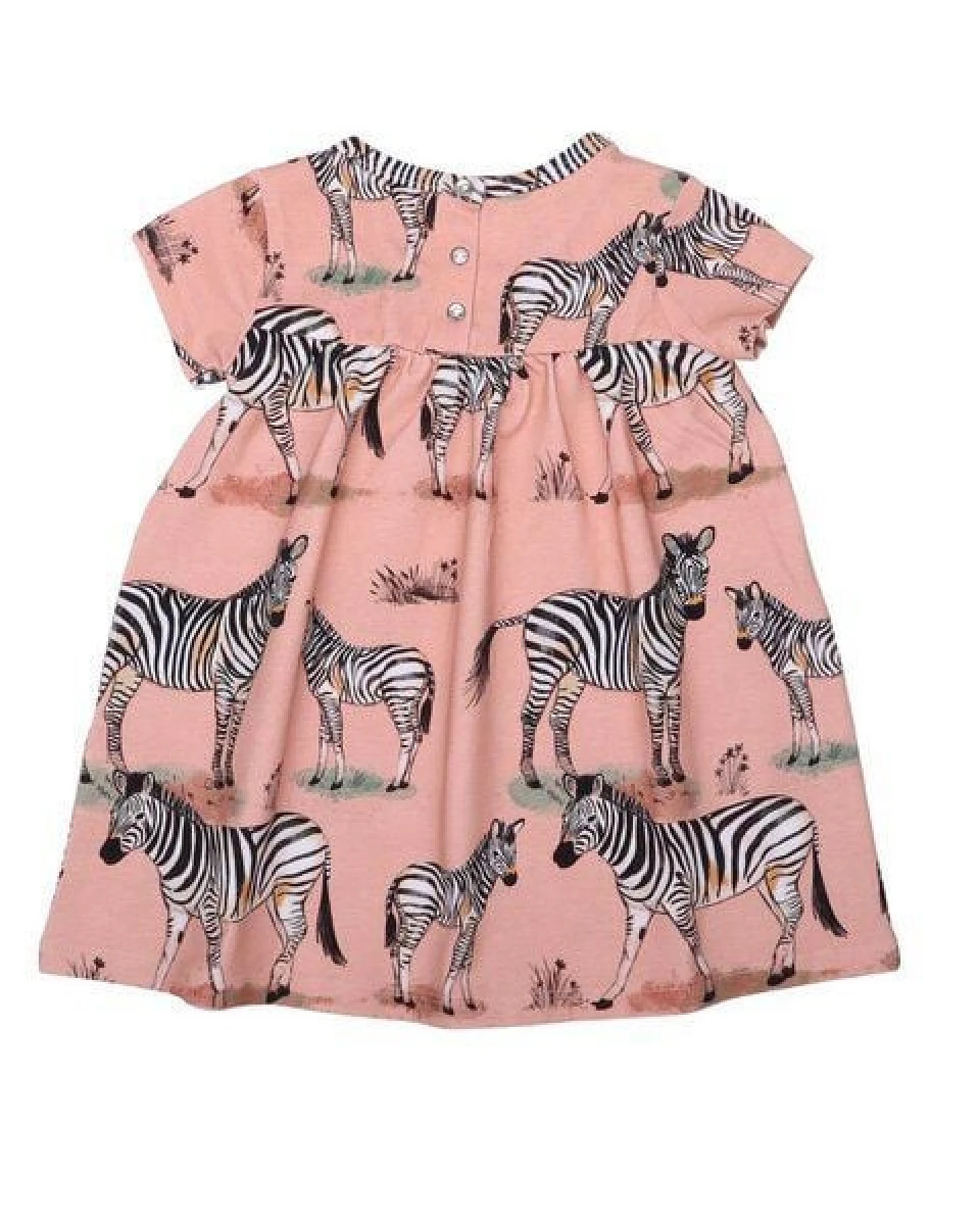 Baby Set Kleid + Leggings GOTS zertifiziert, rosa, Zebra-Allover, Kurzarm, Bio-Baumwolle – Walkiddy – Ansicht 4