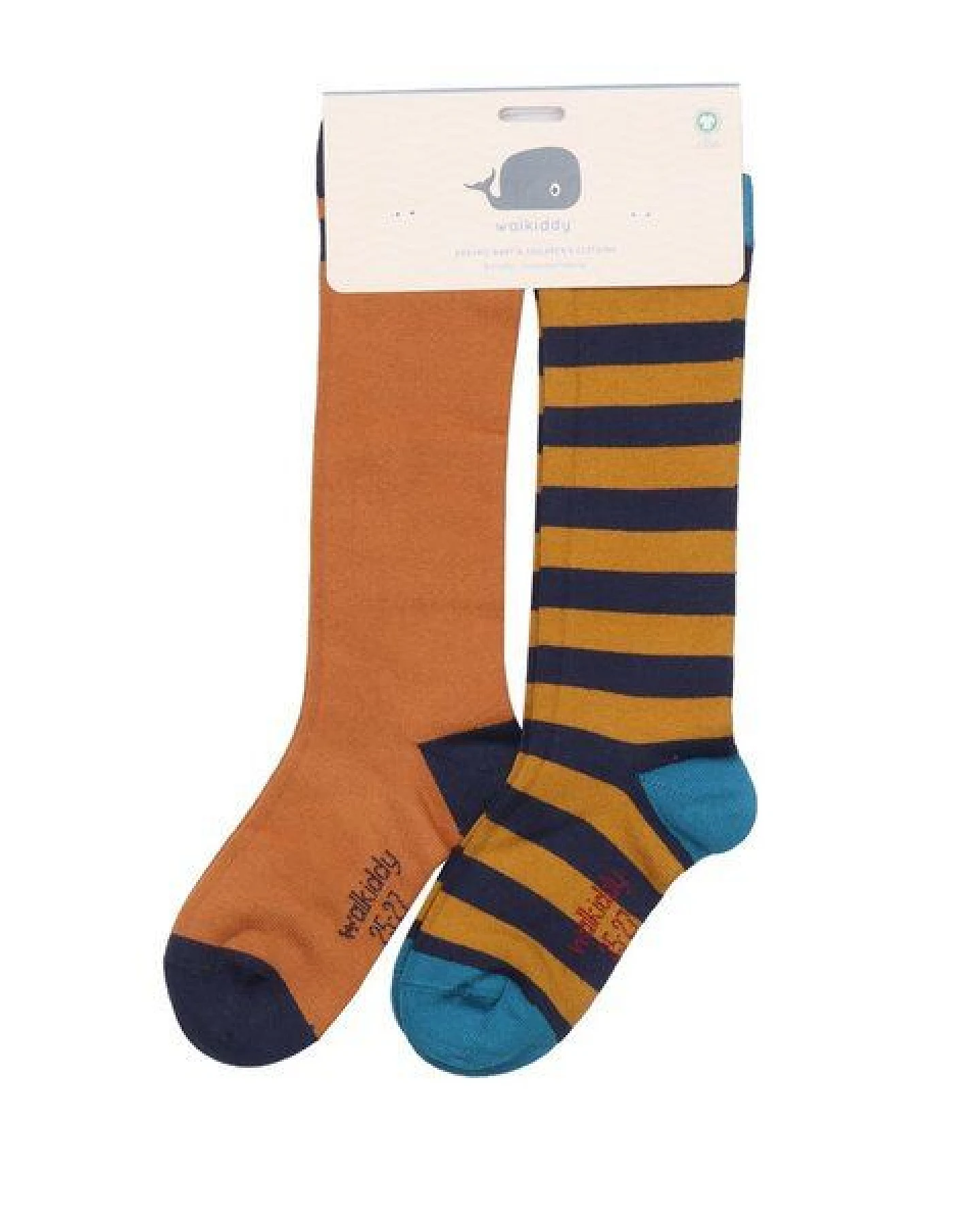 Baby Socken braun gestreift Bio-Baumwolle – Walkiddy, GOTS-zertifiziert, lange Erstlingssocken aus 90% Bio-Baumwolle 8% Polyamid 2% Elasthan, weiche nachhaltige Babysocken für Alltag, Kinderwagen, Zuhause und erste Krabbelabenteuer – Ansicht 3