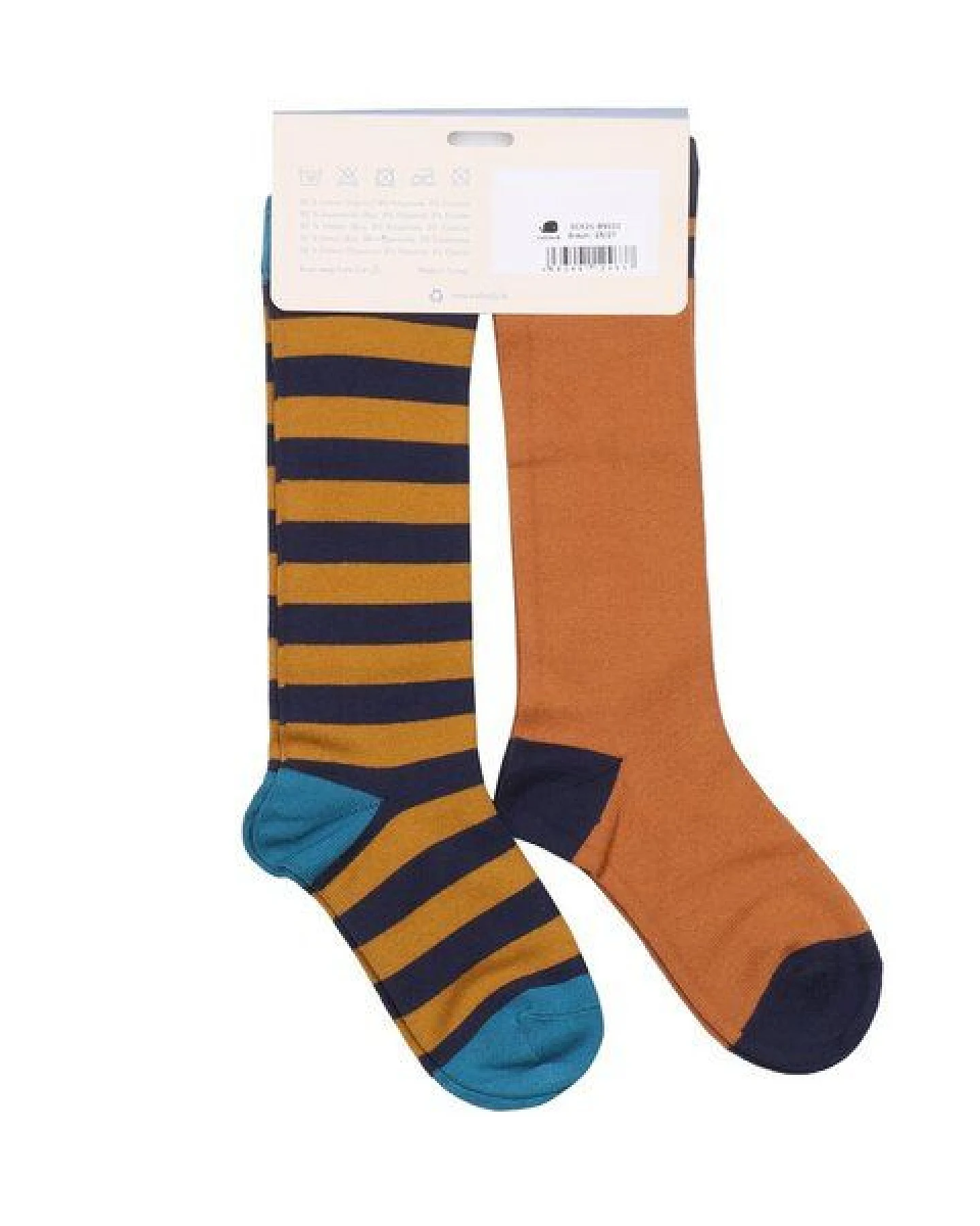Baby Socken braun gestreift Bio-Baumwolle – Walkiddy, GOTS-zertifiziert, lange Erstlingssocken aus 90% Bio-Baumwolle 8% Polyamid 2% Elasthan, weiche nachhaltige Babysocken für Alltag, Kinderwagen, Zuhause und erste Krabbelabenteuer – Ansicht 4