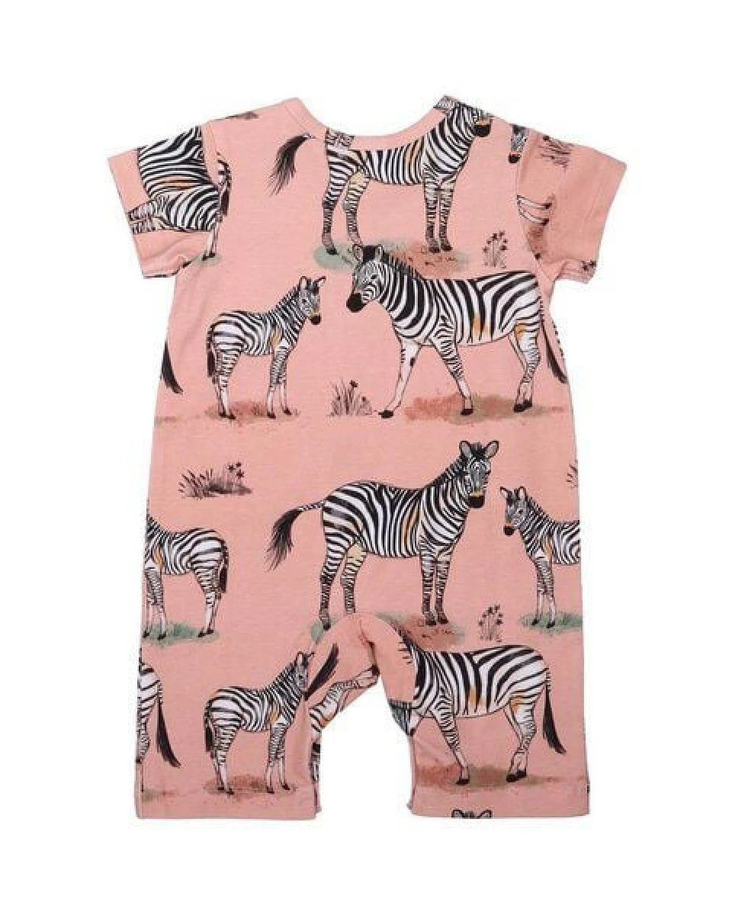 Baby Kurzarm-Strampler GOTS-zertifiziert aus Bio-Baumwolle rosa mit Zebra-Motiv – Walkiddy – Ansicht 3