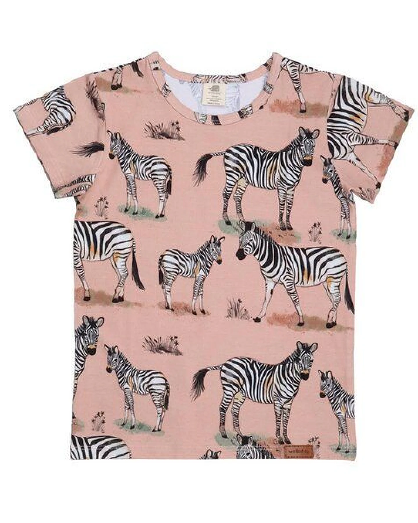 Baby T-Shirt GOTS zertifiziert, rosa, Zebra-Allover, 95% Bio-Baumwolle, elastisch – Walkiddy – Ansicht 2