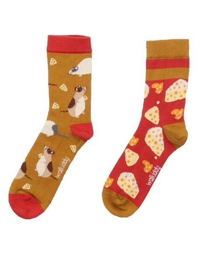 Baby Socken Bio-Baumwolle Gelb – weiche Walkiddy Söckchen mit Mäuse-Motiv, elastisch & vegan – nachhaltige, hautfreundliche & langlebige Qualität von Walkiddy