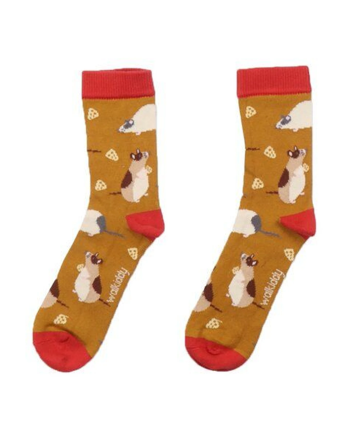 Baby Socken Bio-Baumwolle Gelb – weiche Walkiddy Söckchen mit Mäuse-Motiv, elastisch & vegan – nachhaltige, hautfreundliche & langlebige Qualität von Walkiddy – Ansicht 4