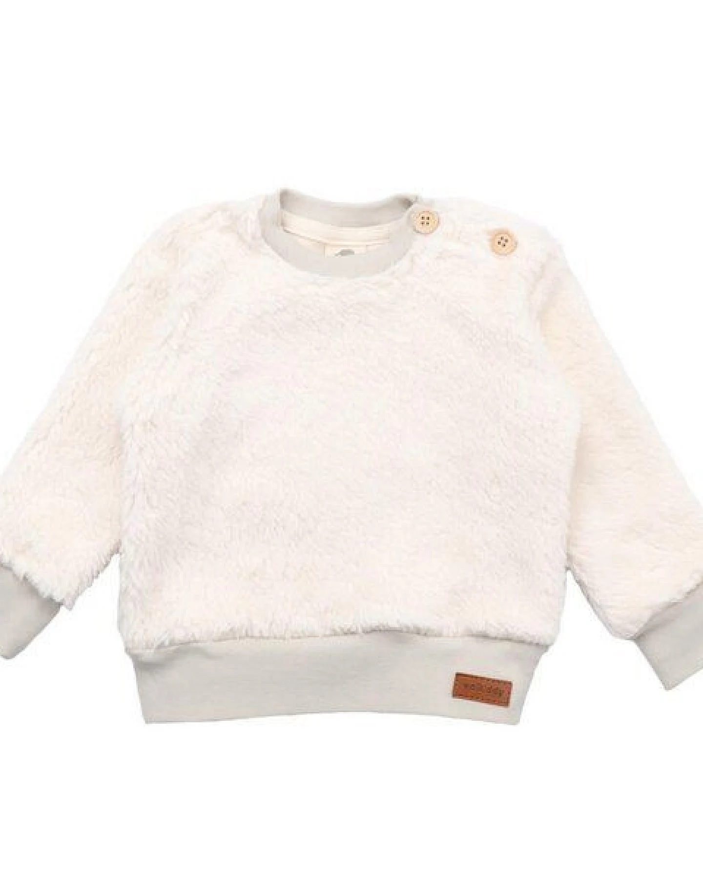Baby Fleece-Sweatshirt GOTS zertifiziert Bio-Baumwolle, Beige, Walkiddy – Ansicht 2