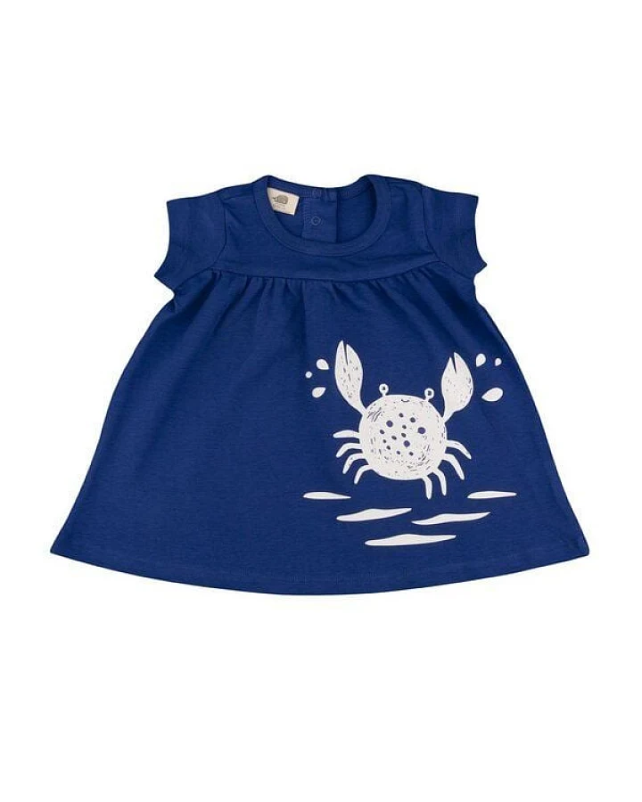 Baby Kleid GOTS zertifiziert Bio-Baumwolle Blau Kurzarm mit Motivprint bequem – Walkiddy