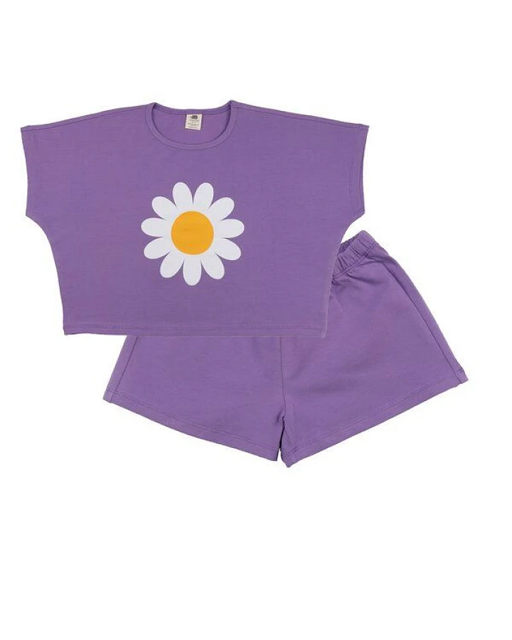 Schlafanzug Bio-Baumwolle Lila - Walkiddy Wild Flower Set