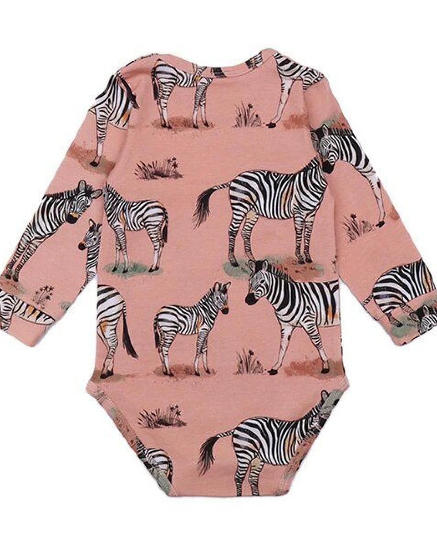 Baby Langarmbody GOTS zertifiziert – Rosa mit Zebramotiven, weich & bequem – Ansicht 3