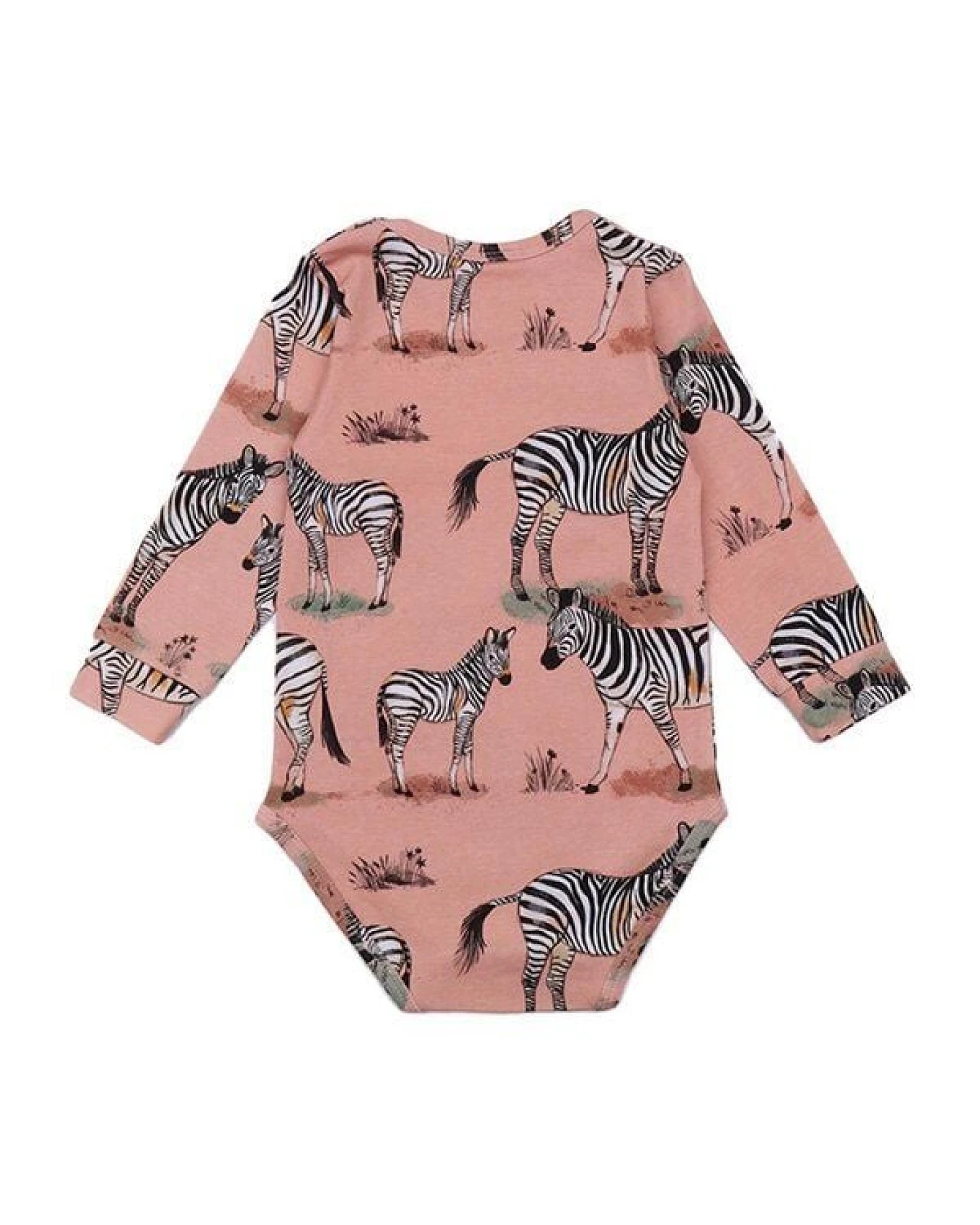 Baby Langarmbody GOTS zertifiziert – Rosa mit Zebramotiven, weich & bequem – Ansicht 3