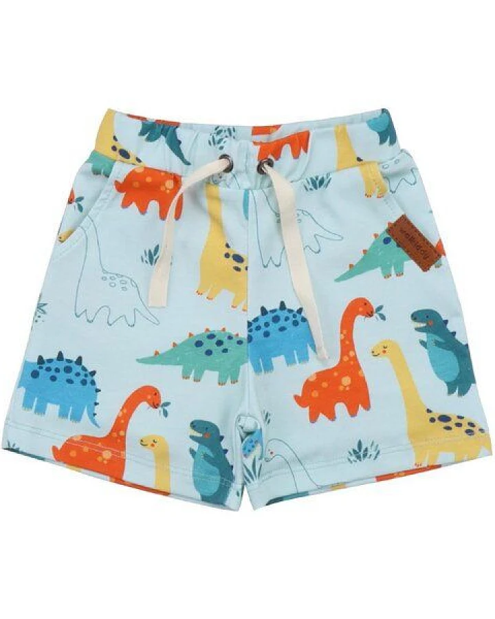 Baby Shorts GOTS zertifiziert Bio-Baumwolle mit Elasthan, Blau, Dinosaurier-Muster, Walkiddy