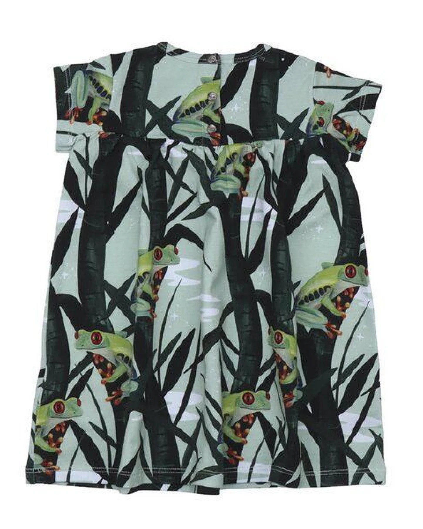 Kleinkinder Kleid GOTS zertifiziert, grün, Frosch-Allover, Kurzarm, weich – Walkiddy – Ansicht 3