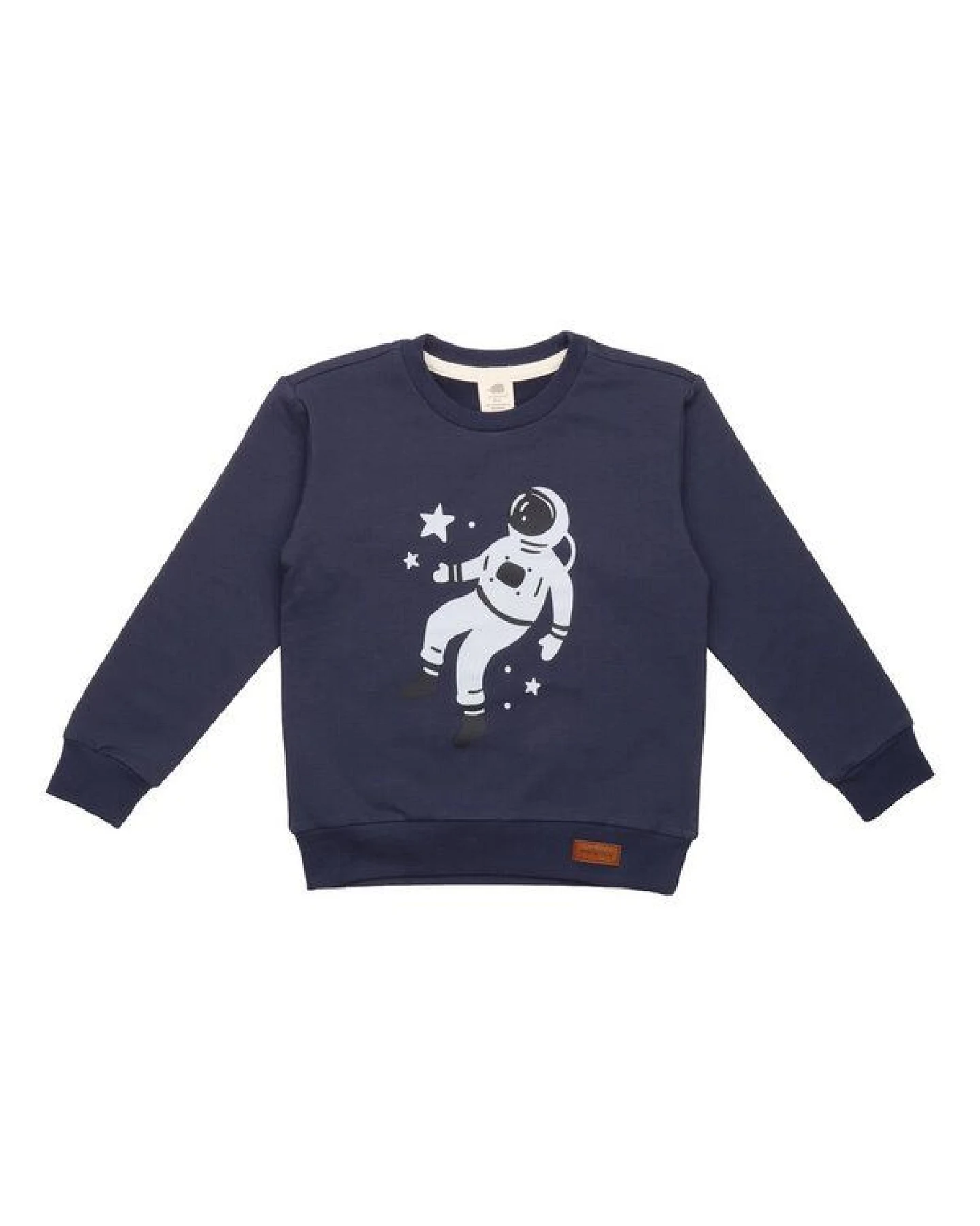 Baby Sweatshirt GOTS zertifiziert Bio-Baumwolle Blau Rundhals mit Motivprint bequem weich – Walkiddy – Ansicht 2