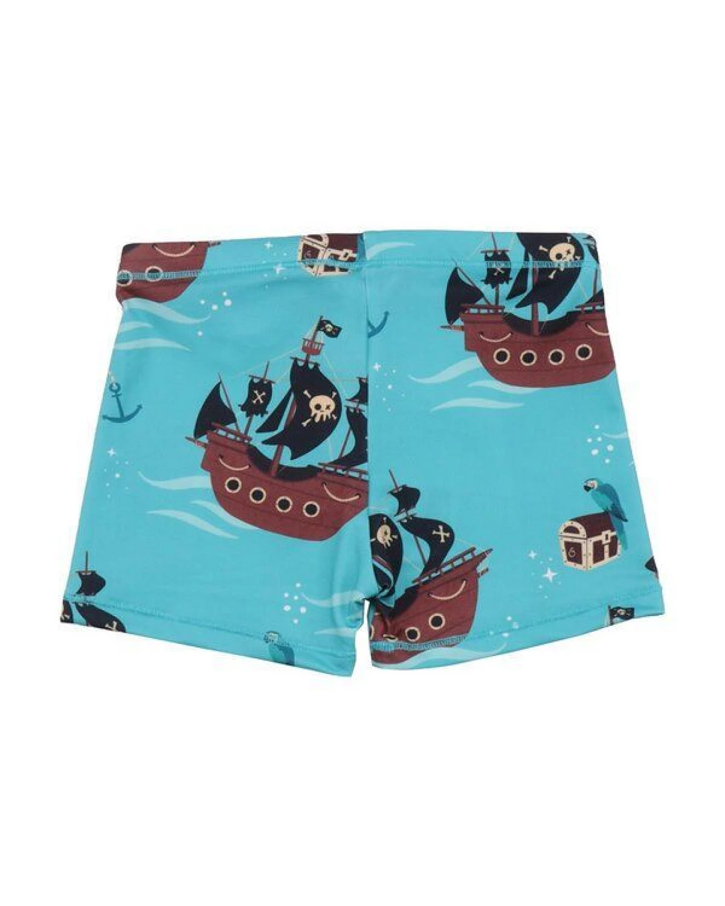 Kinder Badehose GOTS zertifiziert Bio-Baumwolle, Dunkelblau, Piratenschiff-Muster, Walkiddy – Ansicht 3