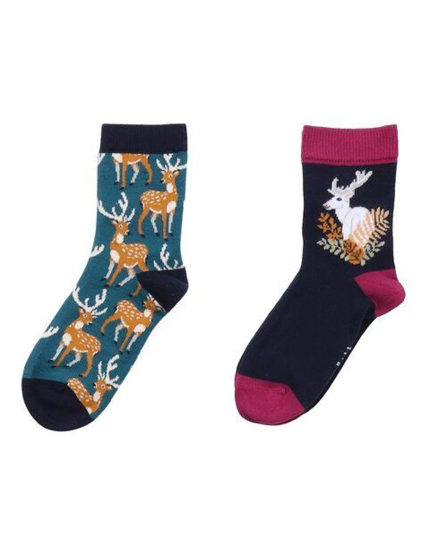 Baby- & Kindersocken GOTS zertifiziert – 90% Bio-Baumwolle, Dunkelblau mit Waldmotiven, weich & bequem – Ansicht 2