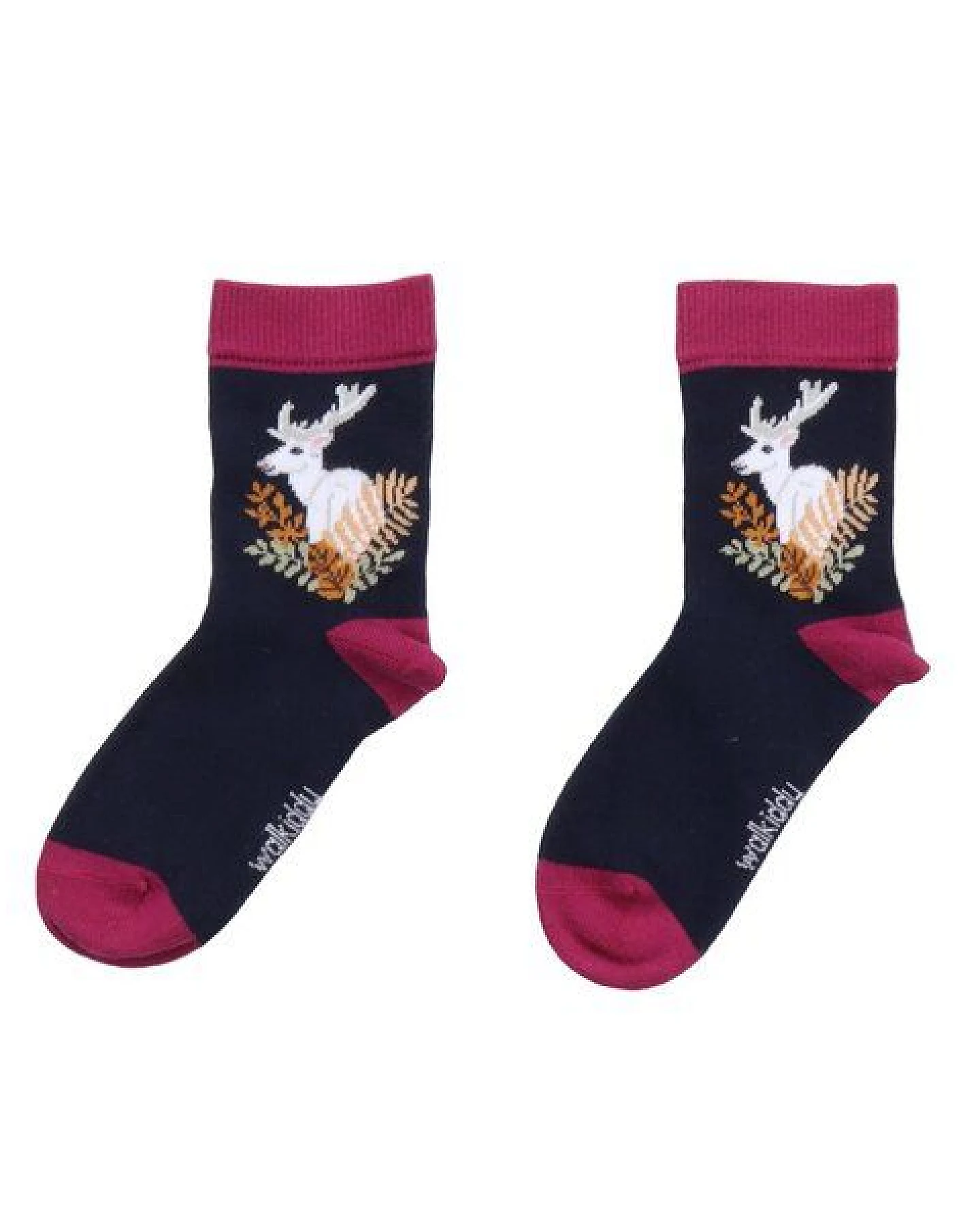 Baby- & Kindersocken GOTS zertifiziert – 90% Bio-Baumwolle, Dunkelblau mit Waldmotiven, weich & bequem – Ansicht 4